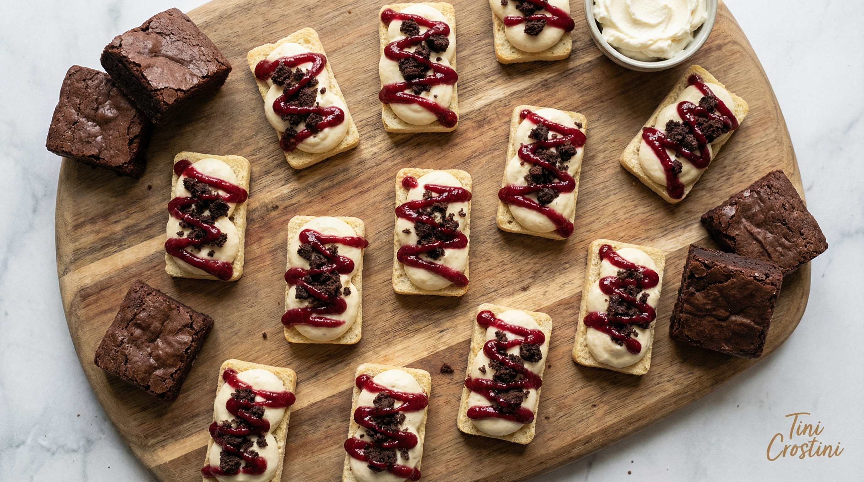 Decadent Cream Cheese Brownie Crostini