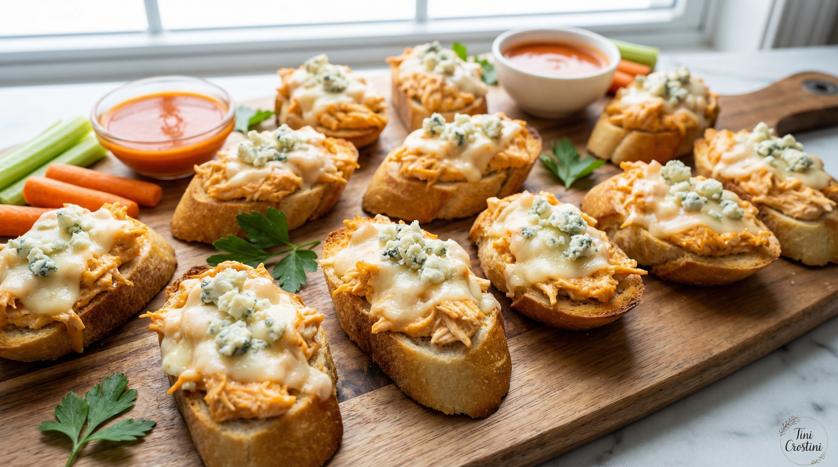 Spicy Buffalo Chicken Dip Crostini