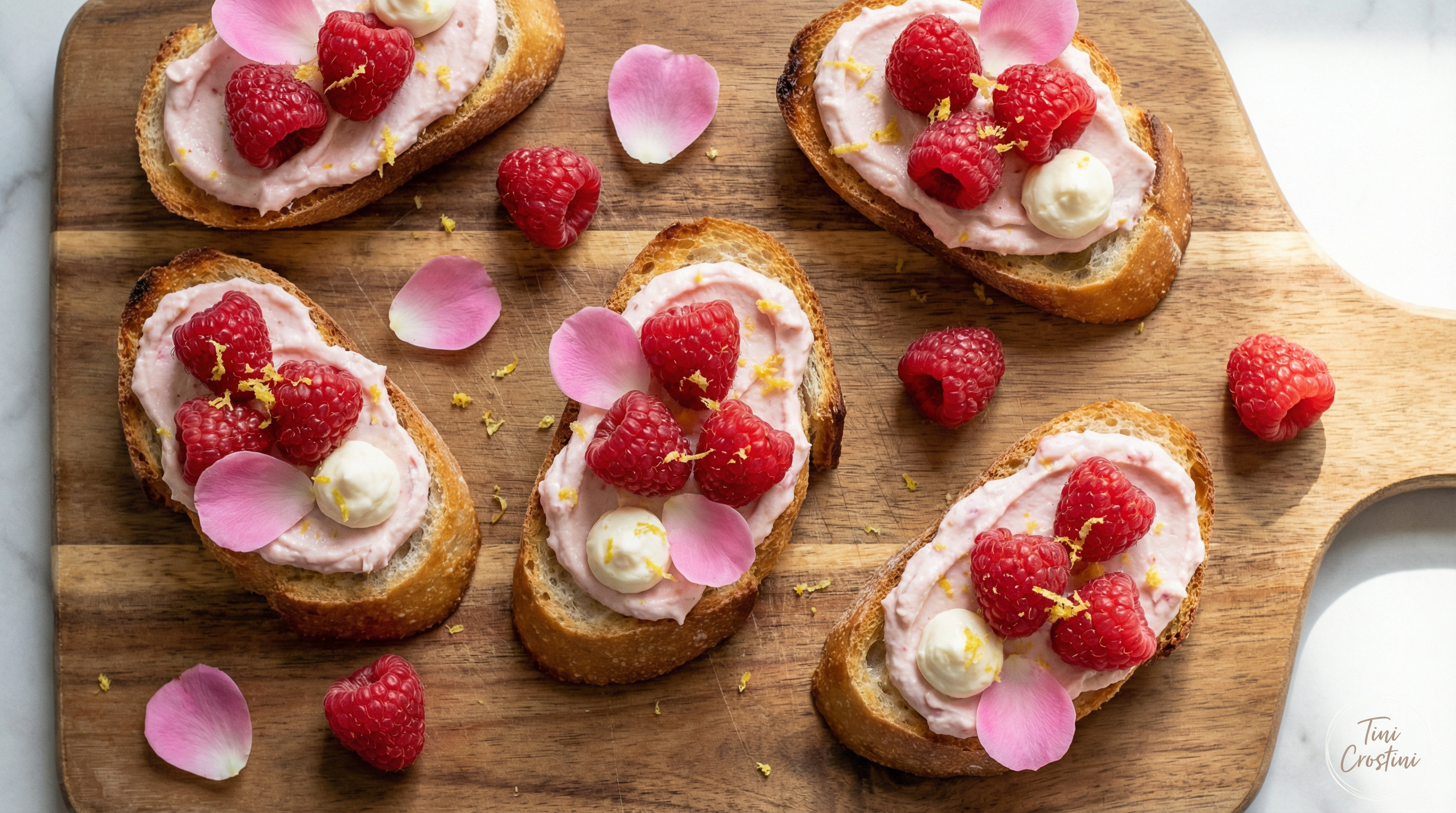 Raspberry Rosewater Mascarpone Crostini of Love