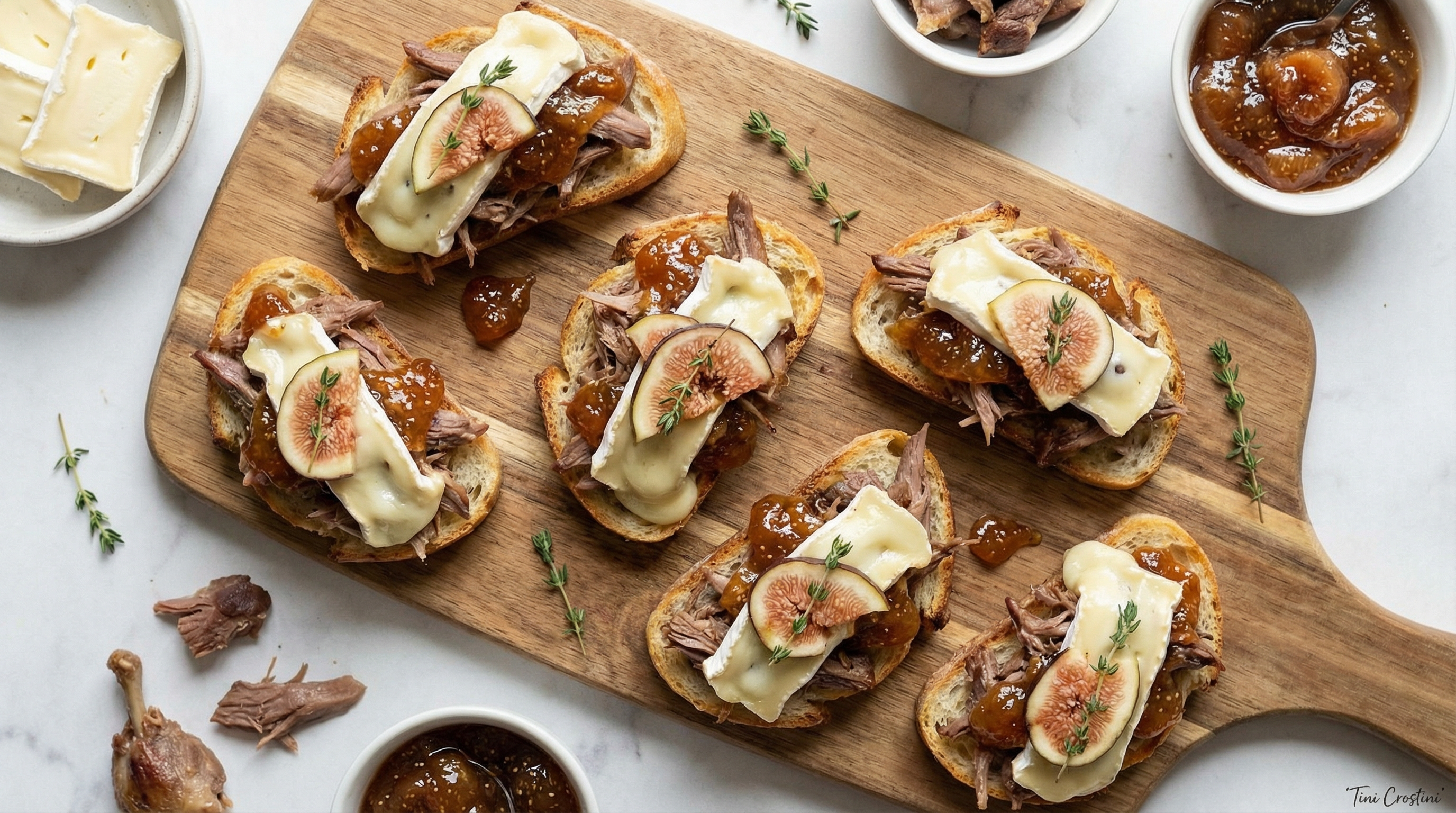 Duck Confit Fig and Brie Crostini