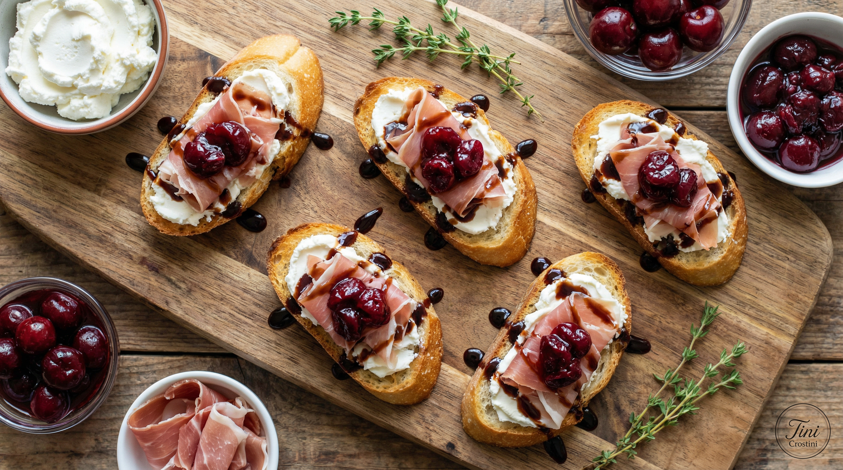Presidential Cherry & Prosciutto Crostini
