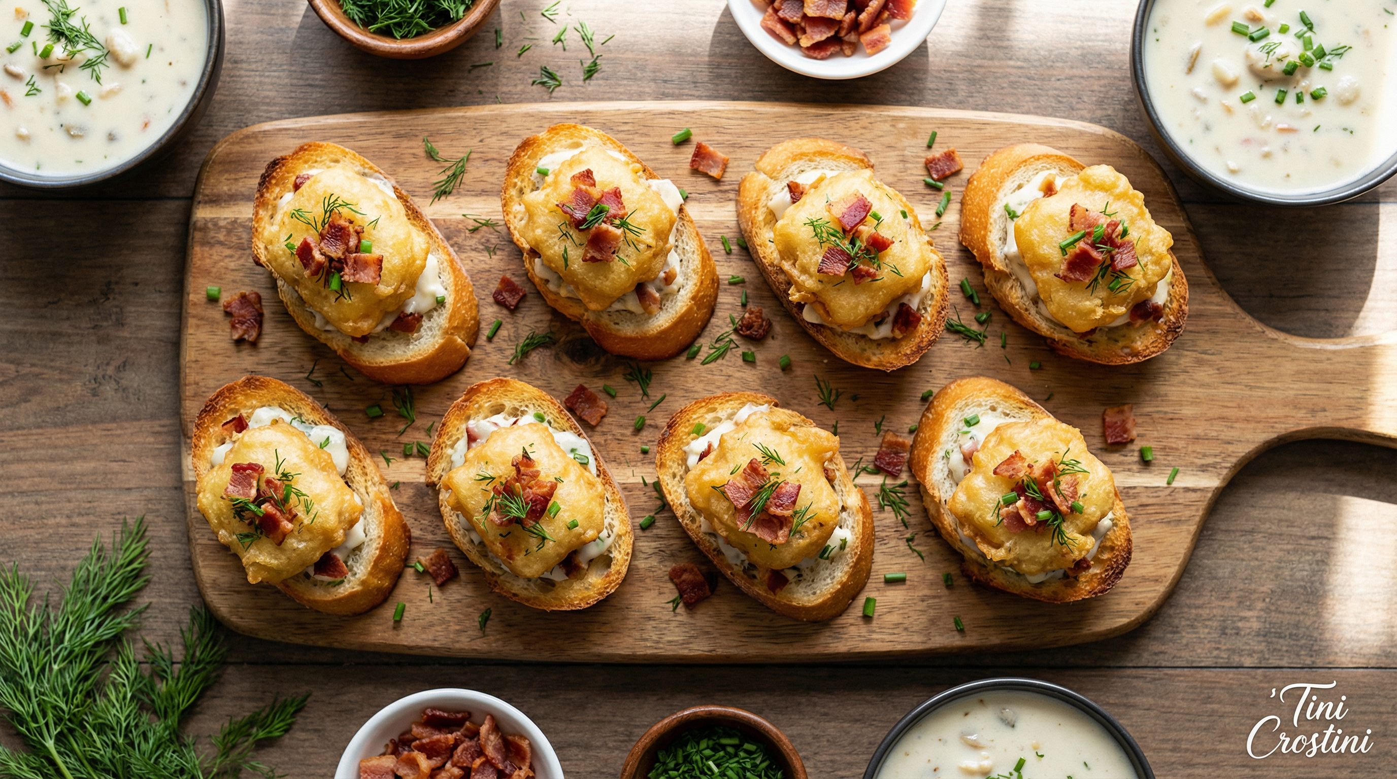 New England Clam Chowder Crostini