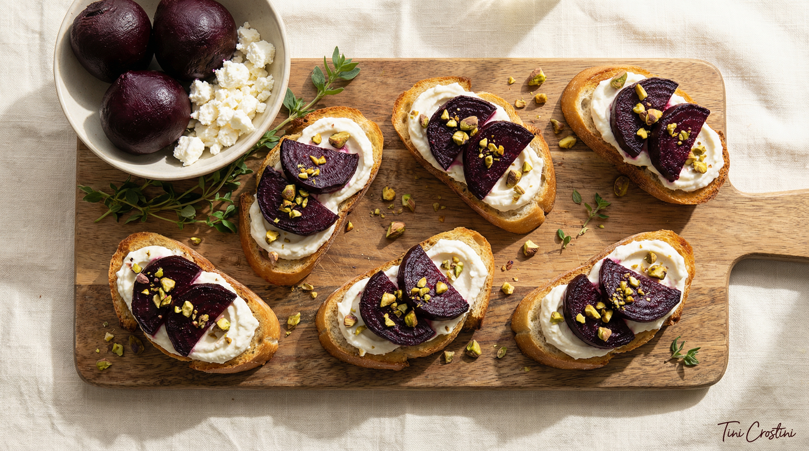 Roasted Beet and Whipped Feta Crostini