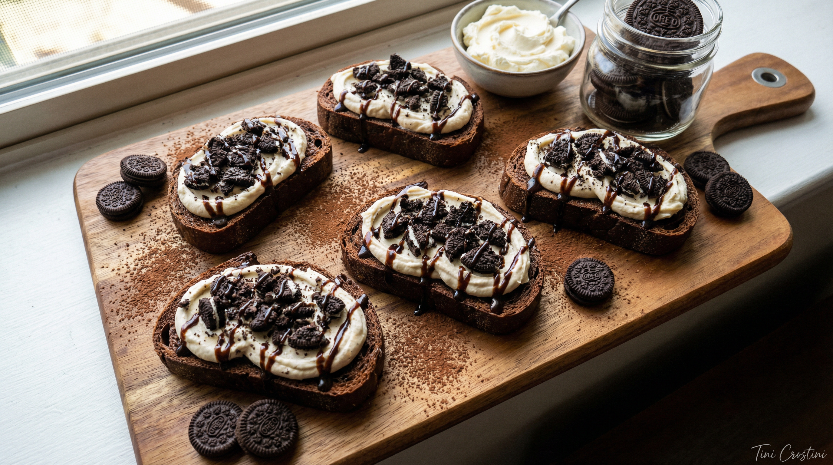 Dark Chocolate Espresso Oreo Crostini