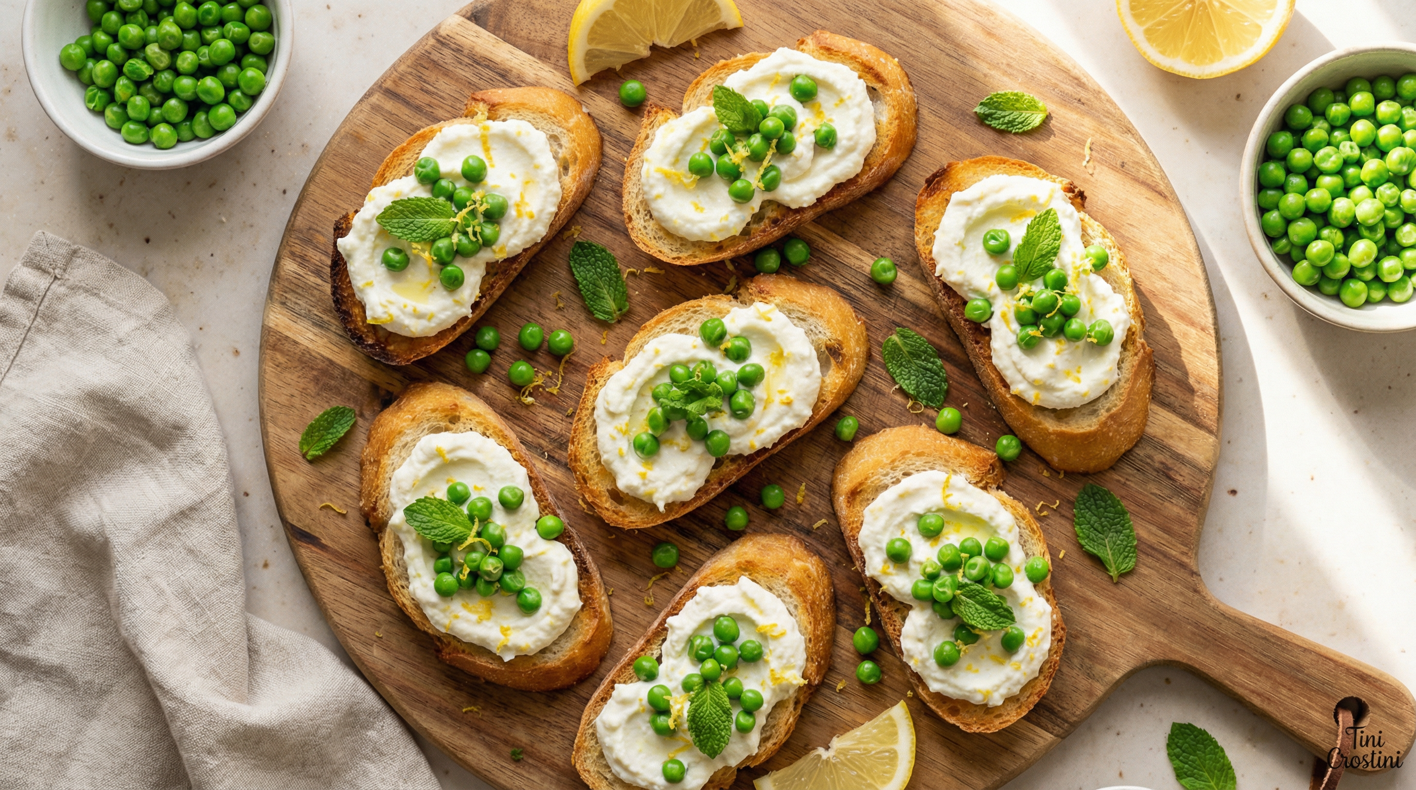 Spring Pea & Lemon Ricotta Crostini