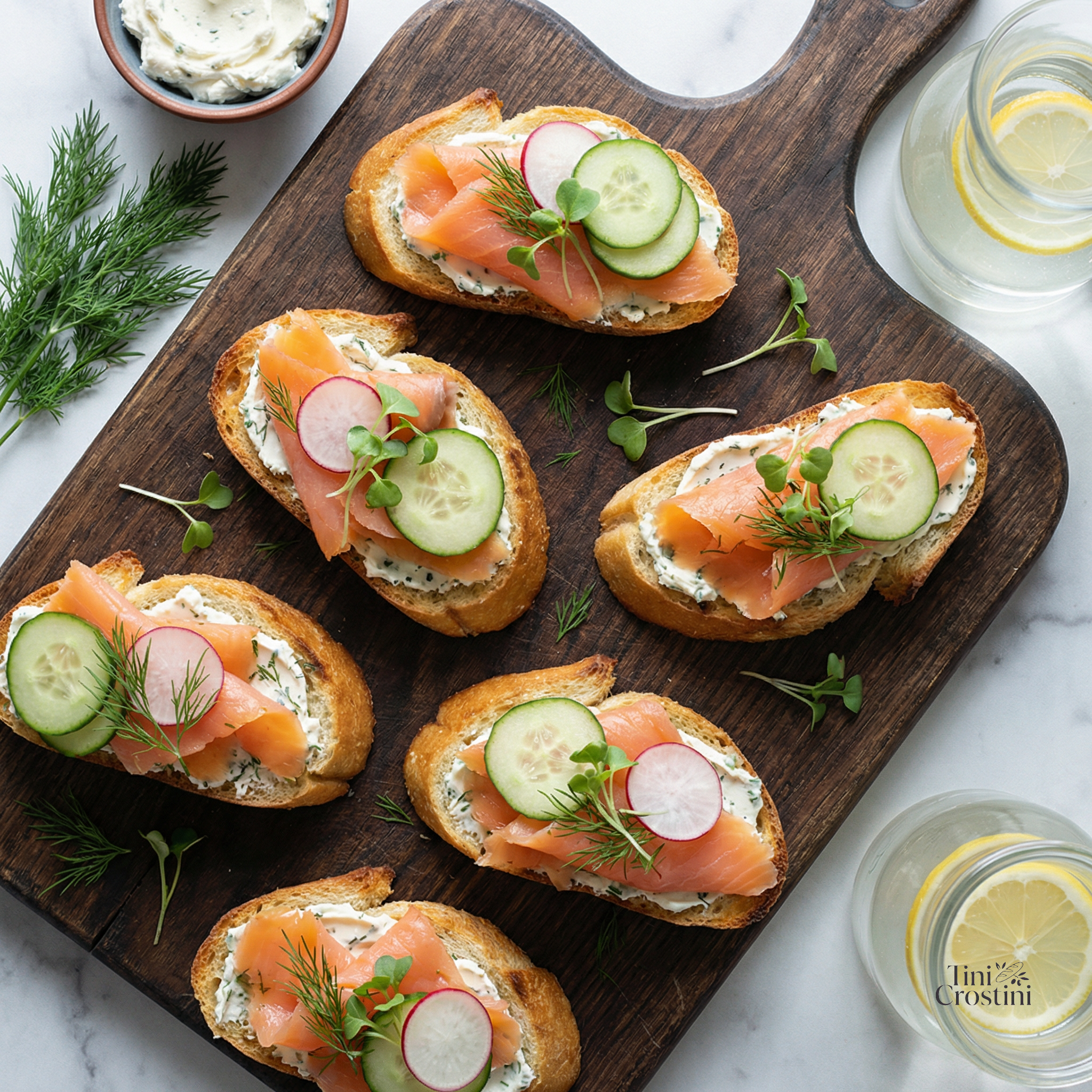 Aqua Fresca Smoked Salmon Crostini