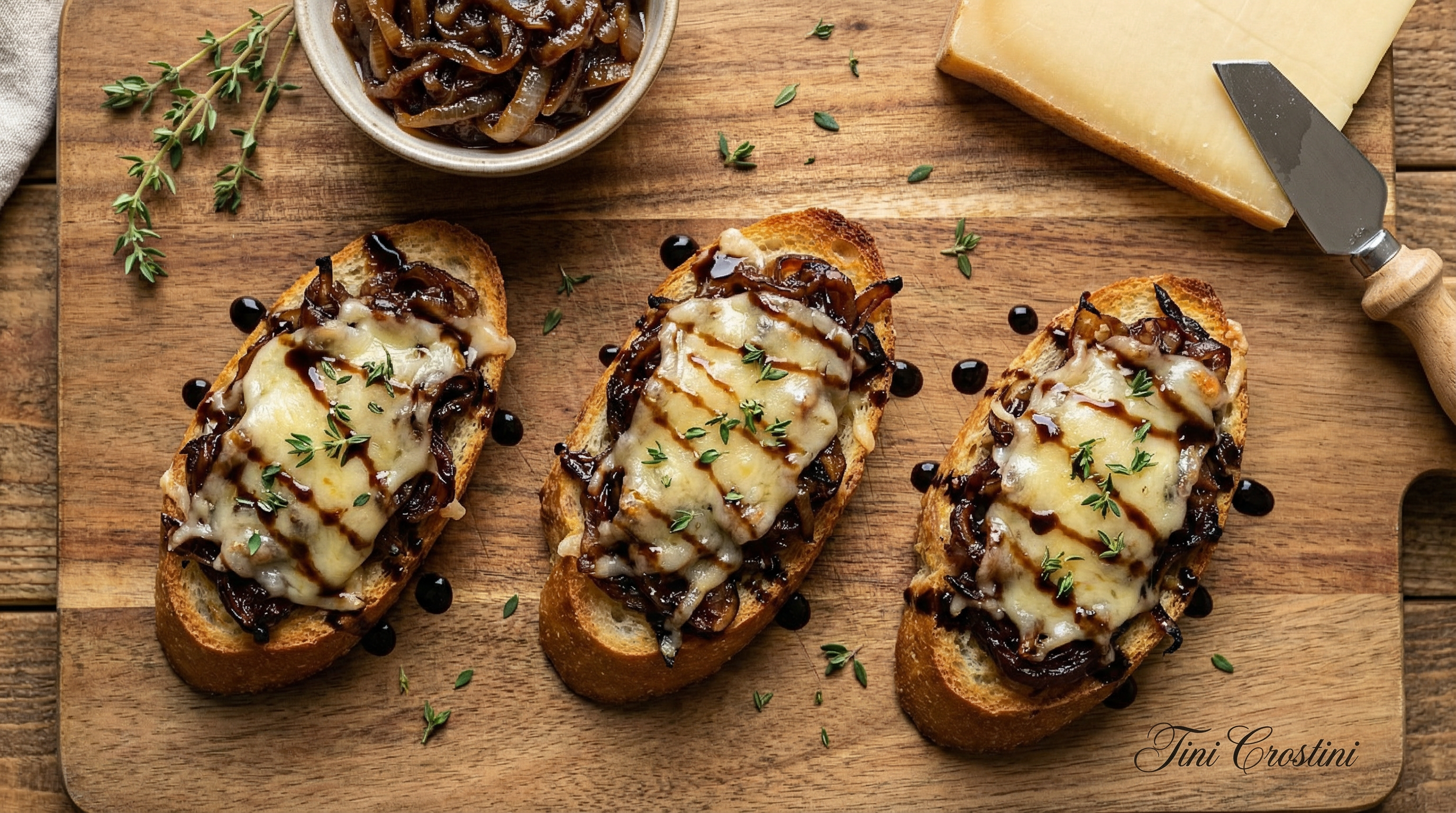 French Onion Chip and Dip Crostini