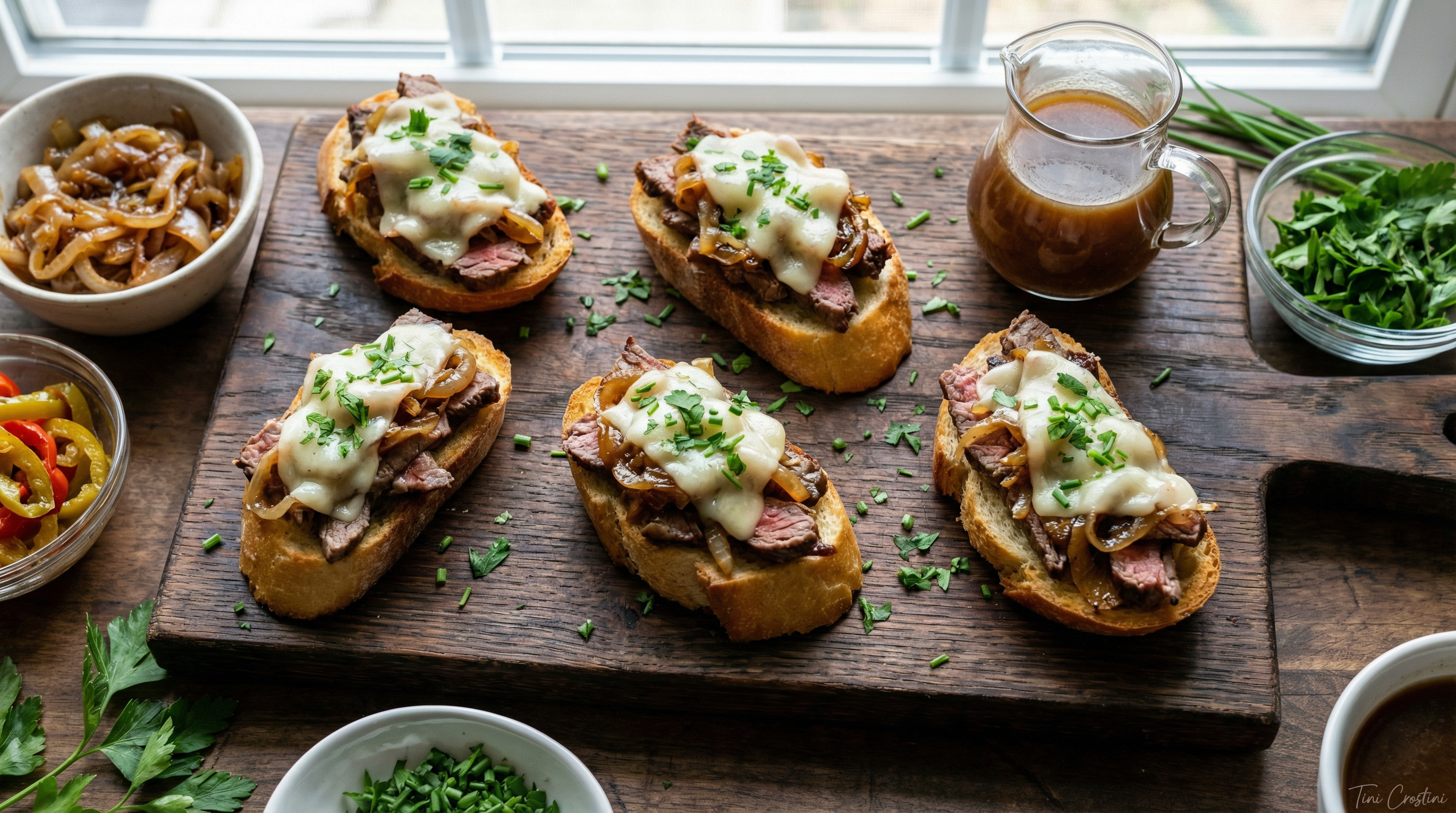 Gourmet Ribeye Cheesesteak Crostini