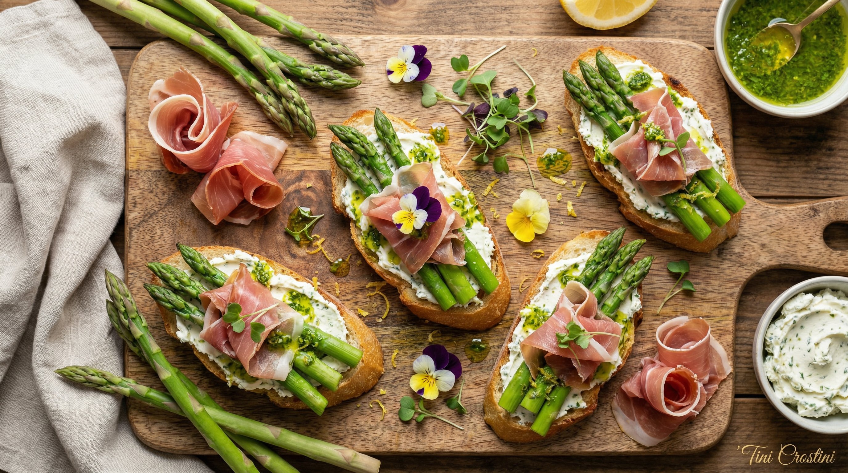 Parisian Springtime Asparagus and Prosciutto Crostini