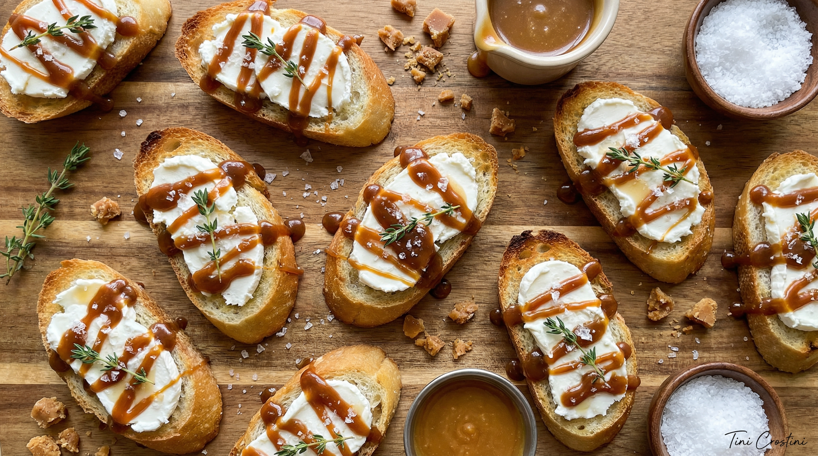 Salted Caramel Goat Cheese Crostini