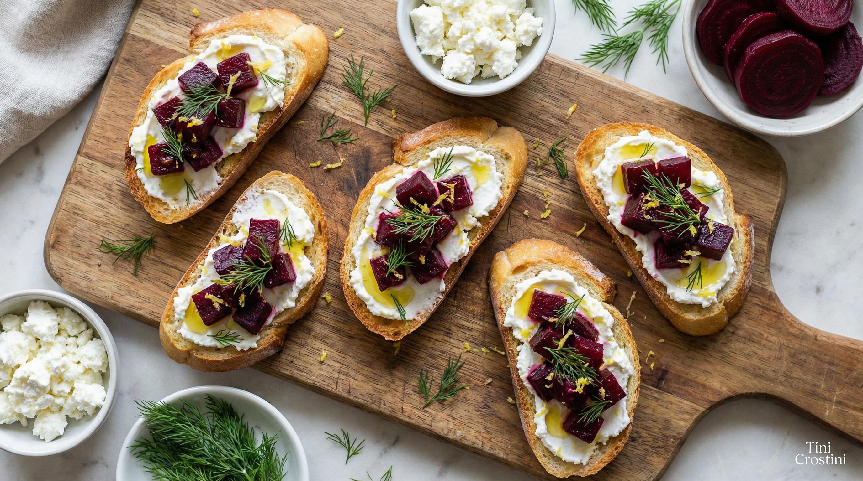World Health Day Beet and Goat Cheese Crostini