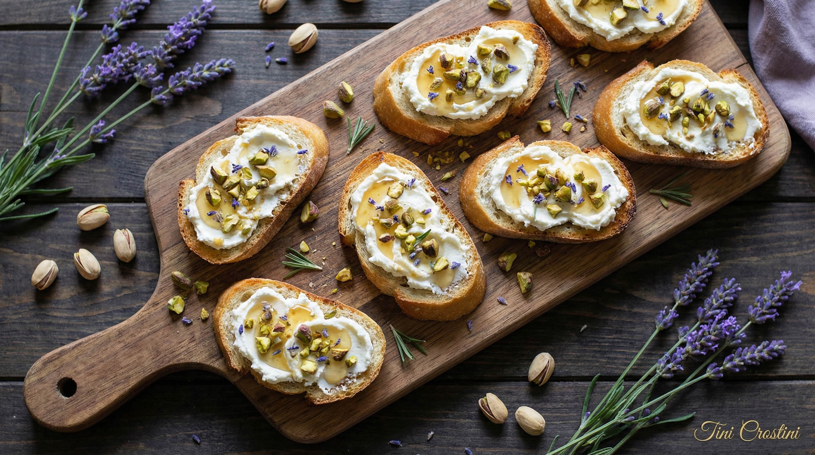 Creative Lavender Honey Pistachio Crostini