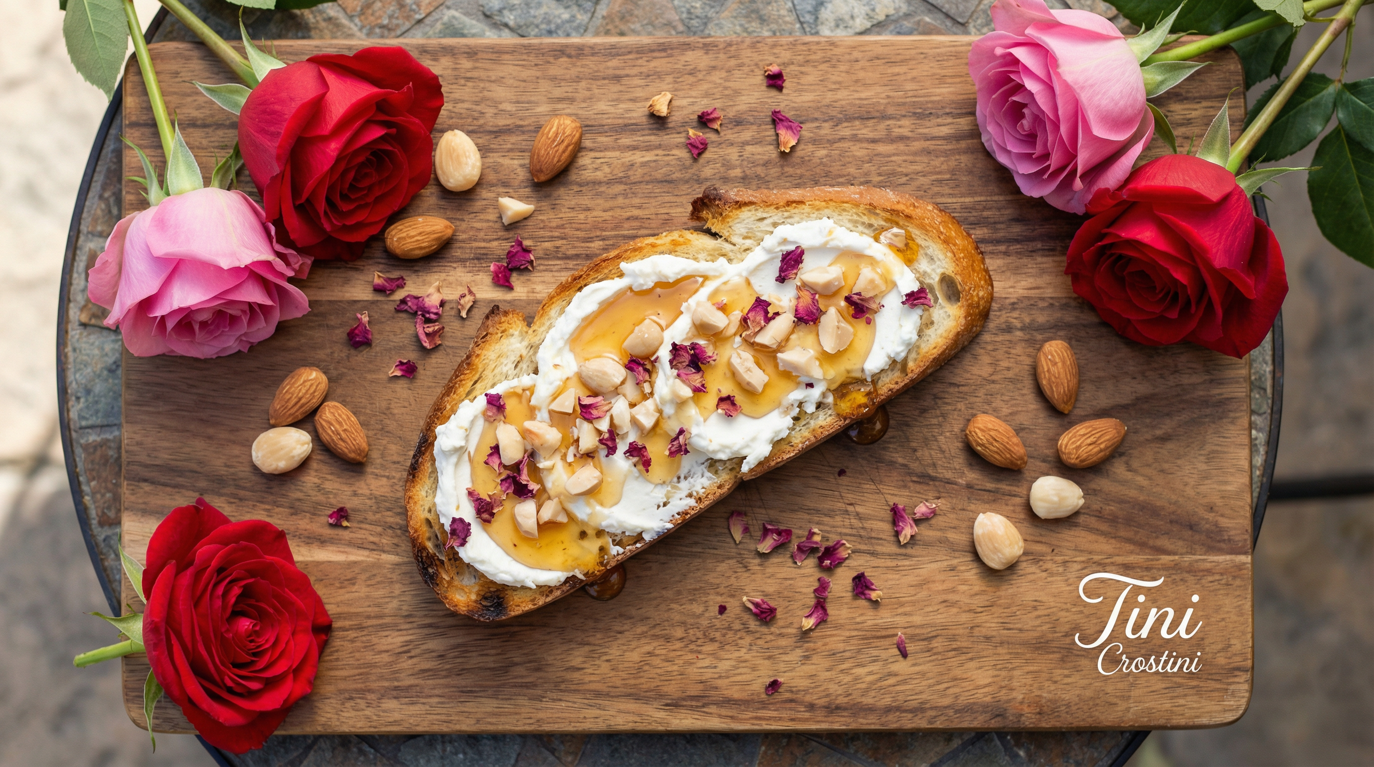 Sant Jordi's Rose & Honey Crostini