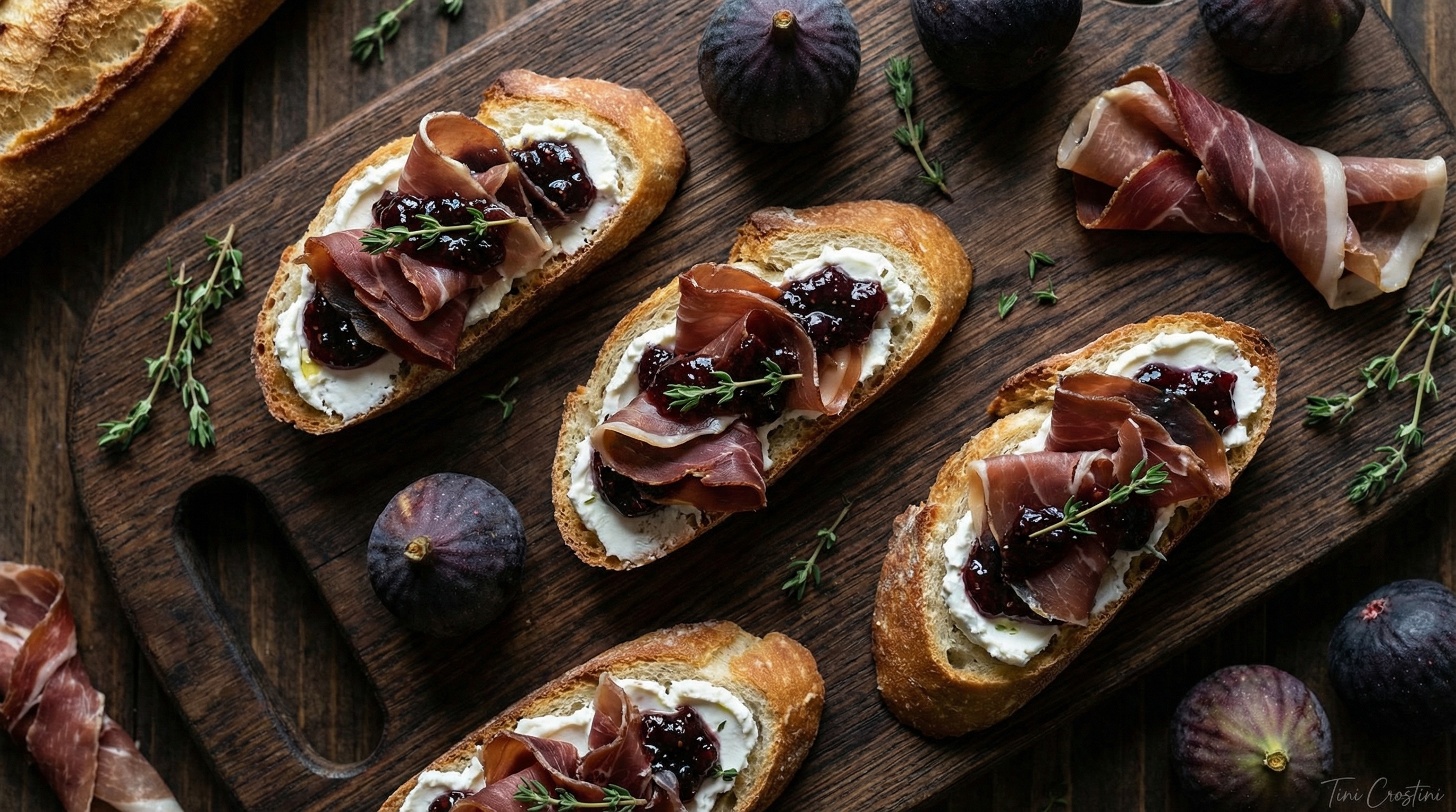 Dark Side Smoked Prosciutto Crostini