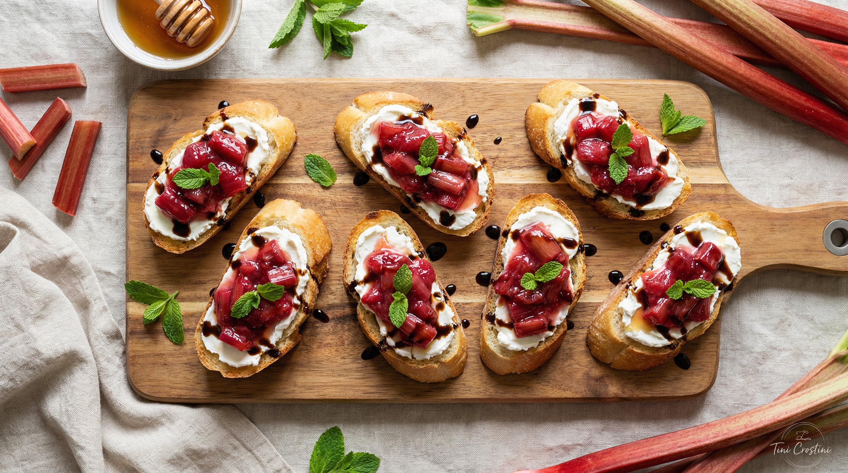 Rhubarb and Goat Cheese Spring Crostini