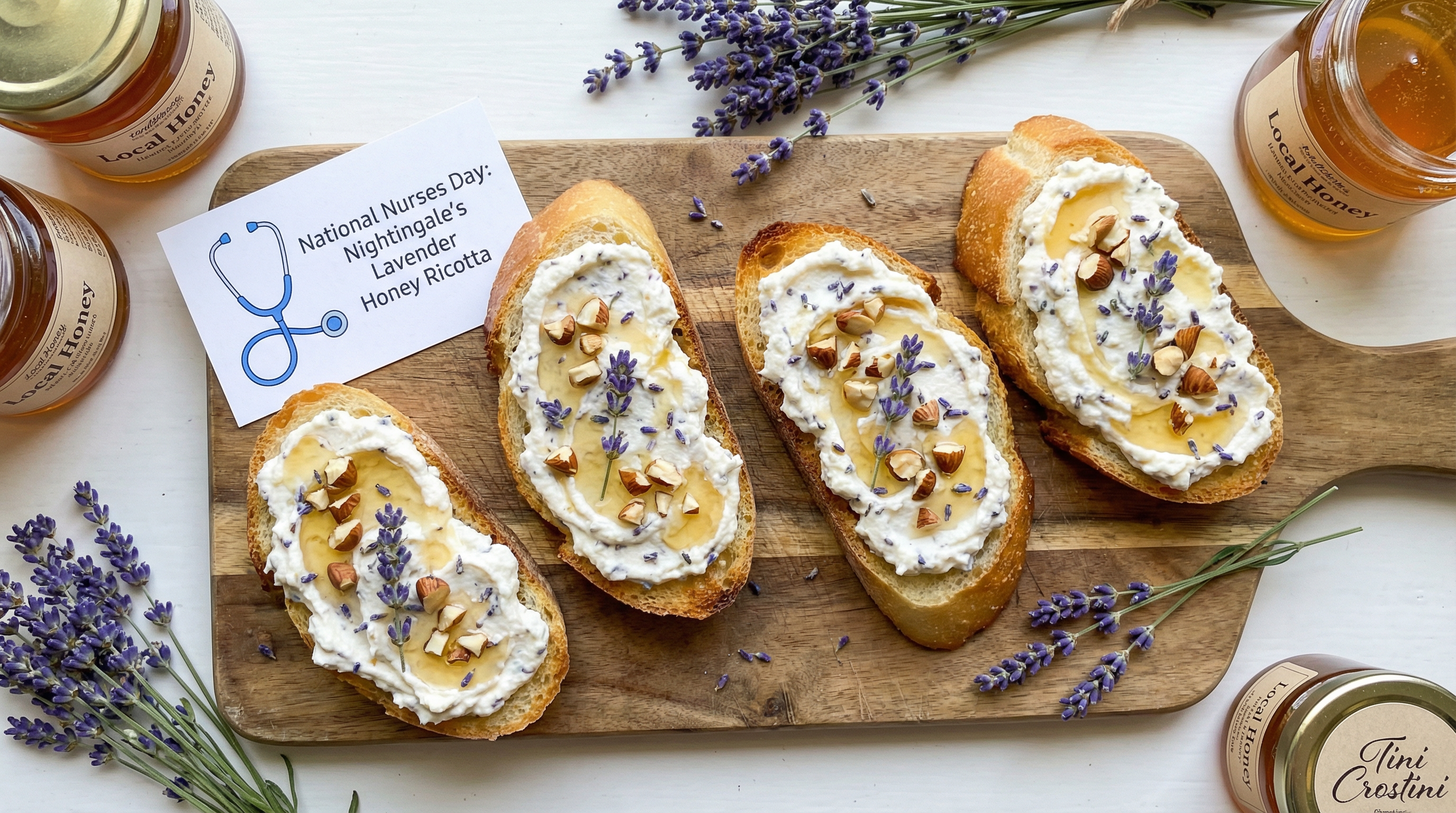 Nightingale's Lavender Honey Ricotta Crostini