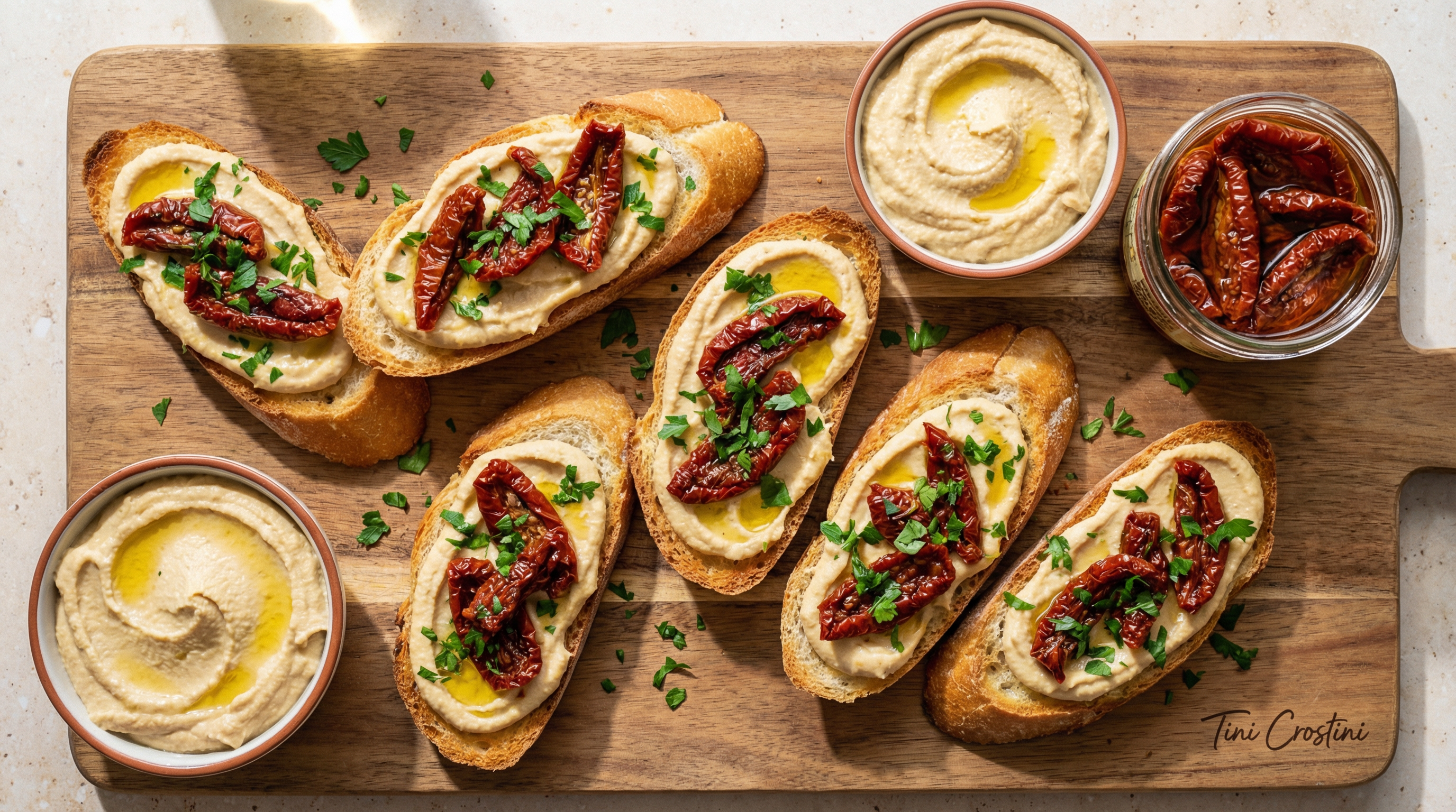 International Hummus Day Sun-Dried Tomato Crostini
