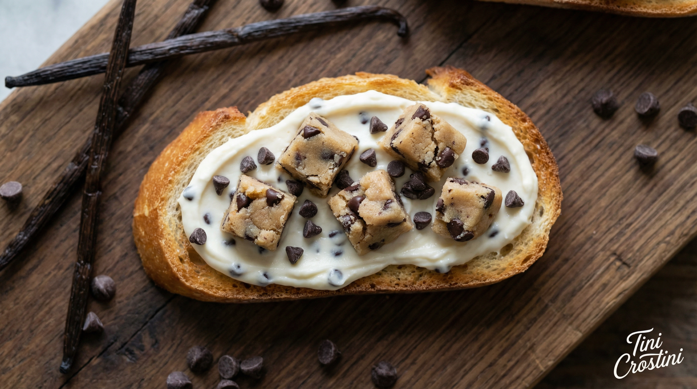 Chocolate Chip Cookie Dough Dessert Crostini
