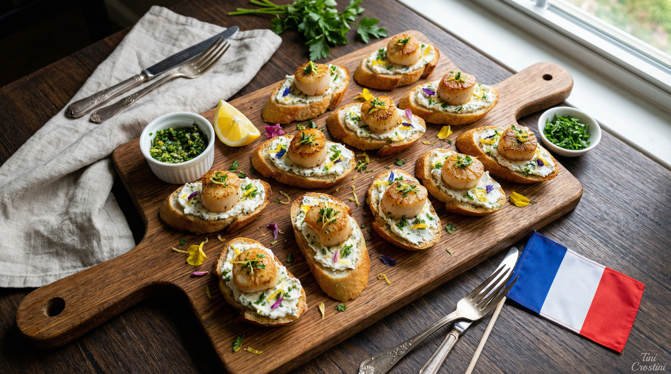 Seared Scallop Coquilles St. Jacques Crostini