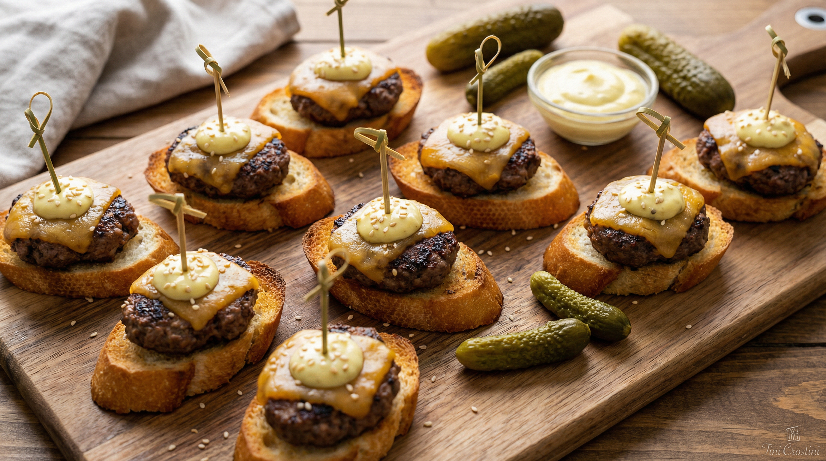 Smoked Gouda Mini-Burger Crostini