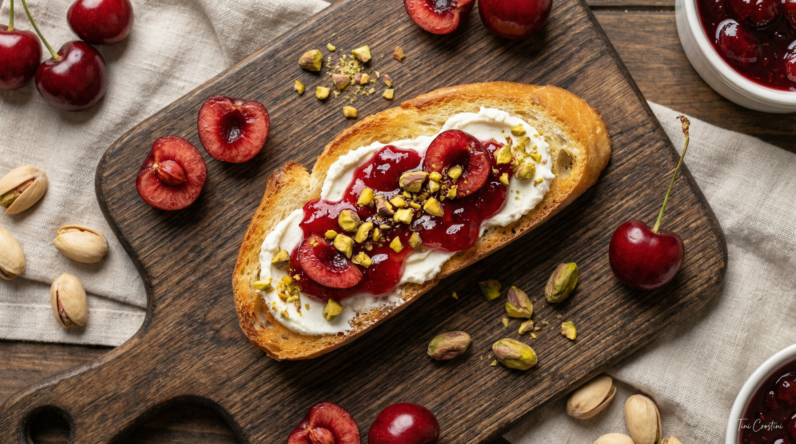 Creative Cherry & Pistachio Goat Cheese Crostini