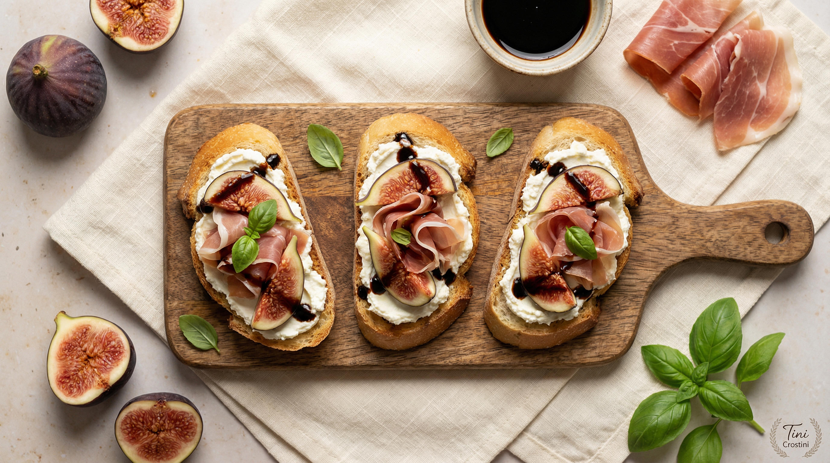 Whipped Feta, Fig, and Prosciutto Crostini