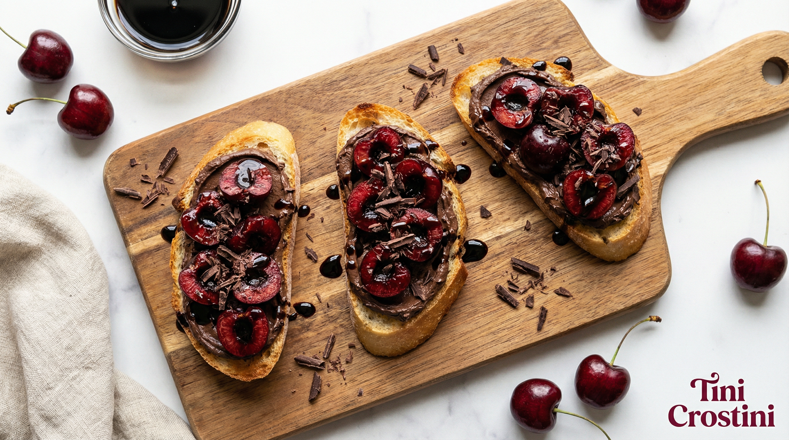 Dark Chocolate Mascarpone and Cherry Crostini