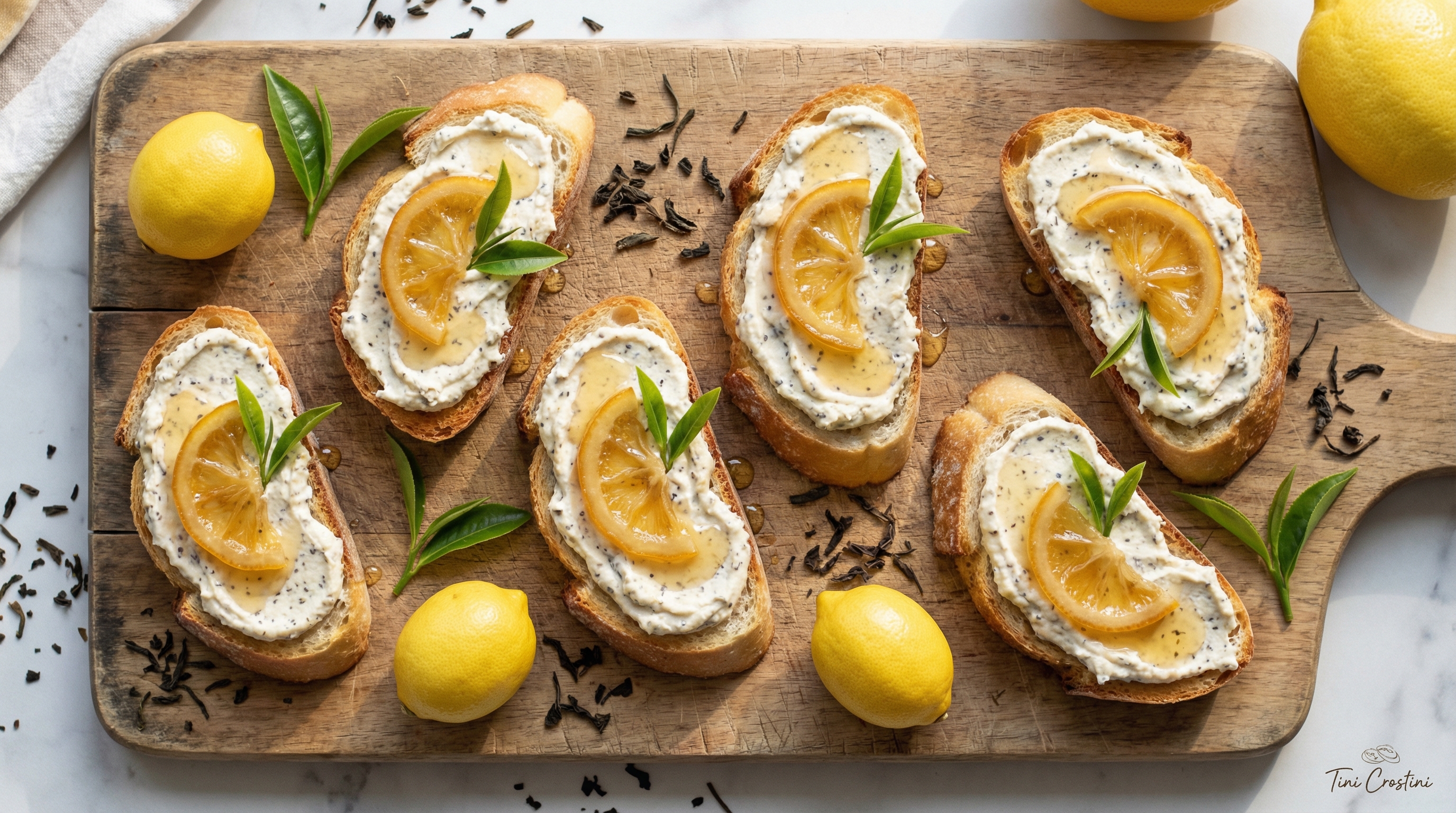 Earl Grey-Infused Ricotta & Candied Lemon Crostini