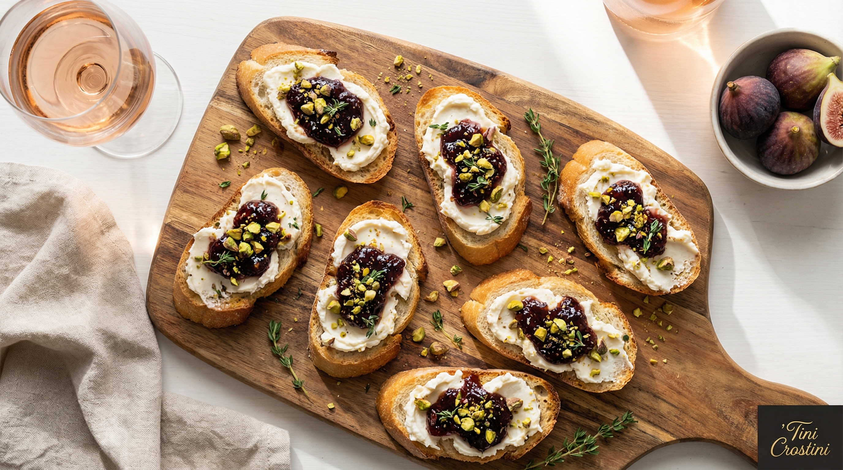 Rosé Day Fig and Pistachio Crostini
