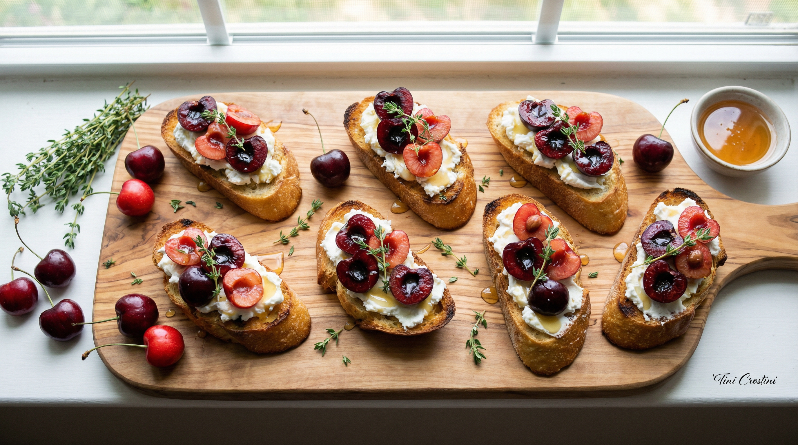 Cherry Tart & Thyme Crostini