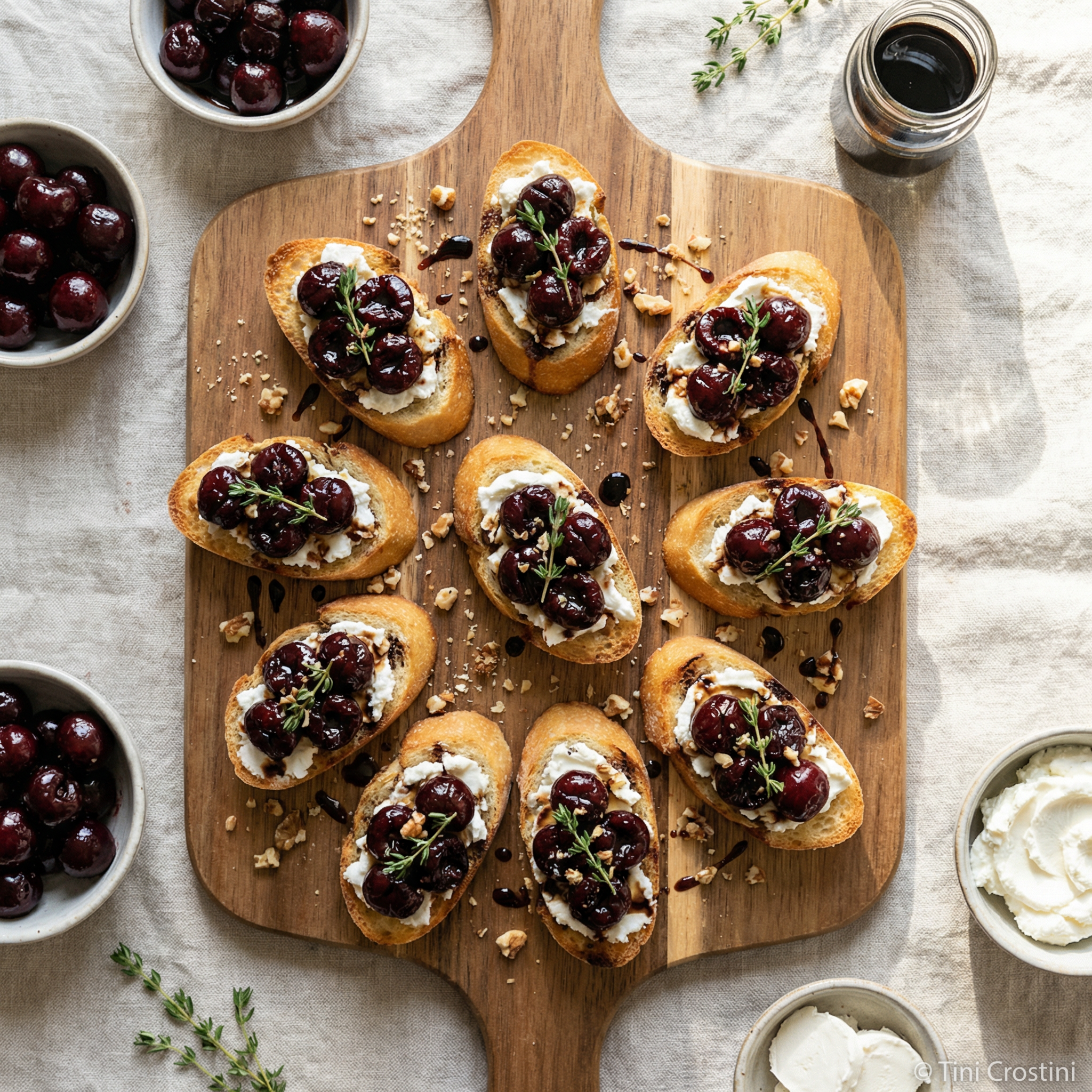 Balsamic Cherry and Goat Cheese Crostini