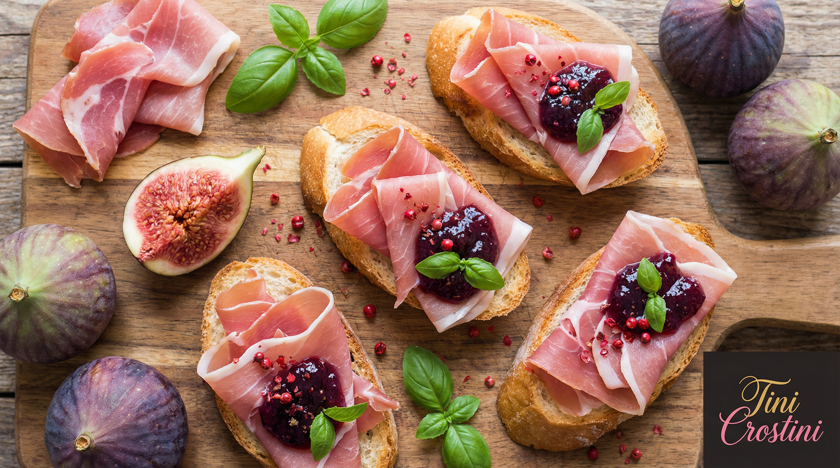 Pink Flamingo Prosciutto and Fig Crostini