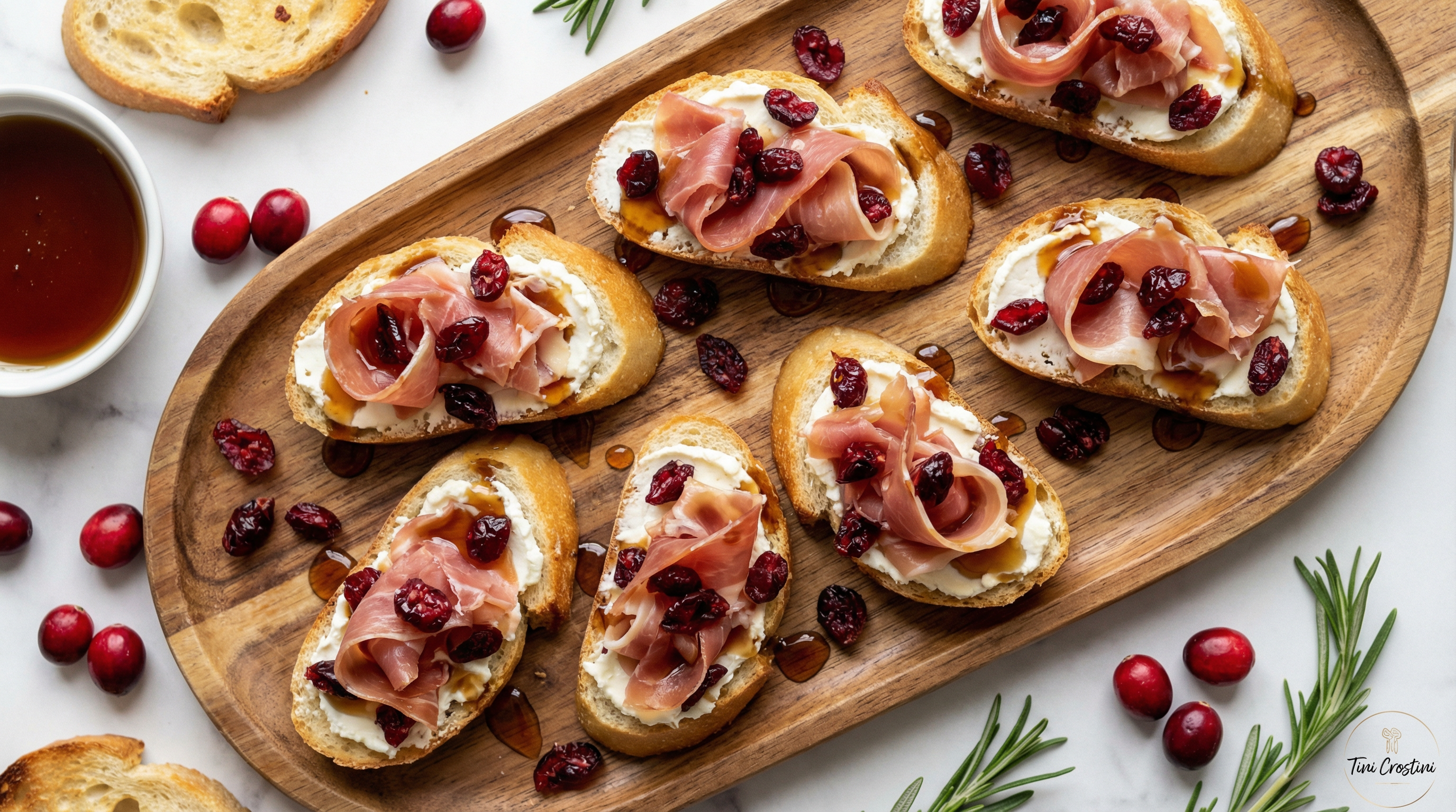 Maple-Glazed Prosciutto and Cranberry Crostini