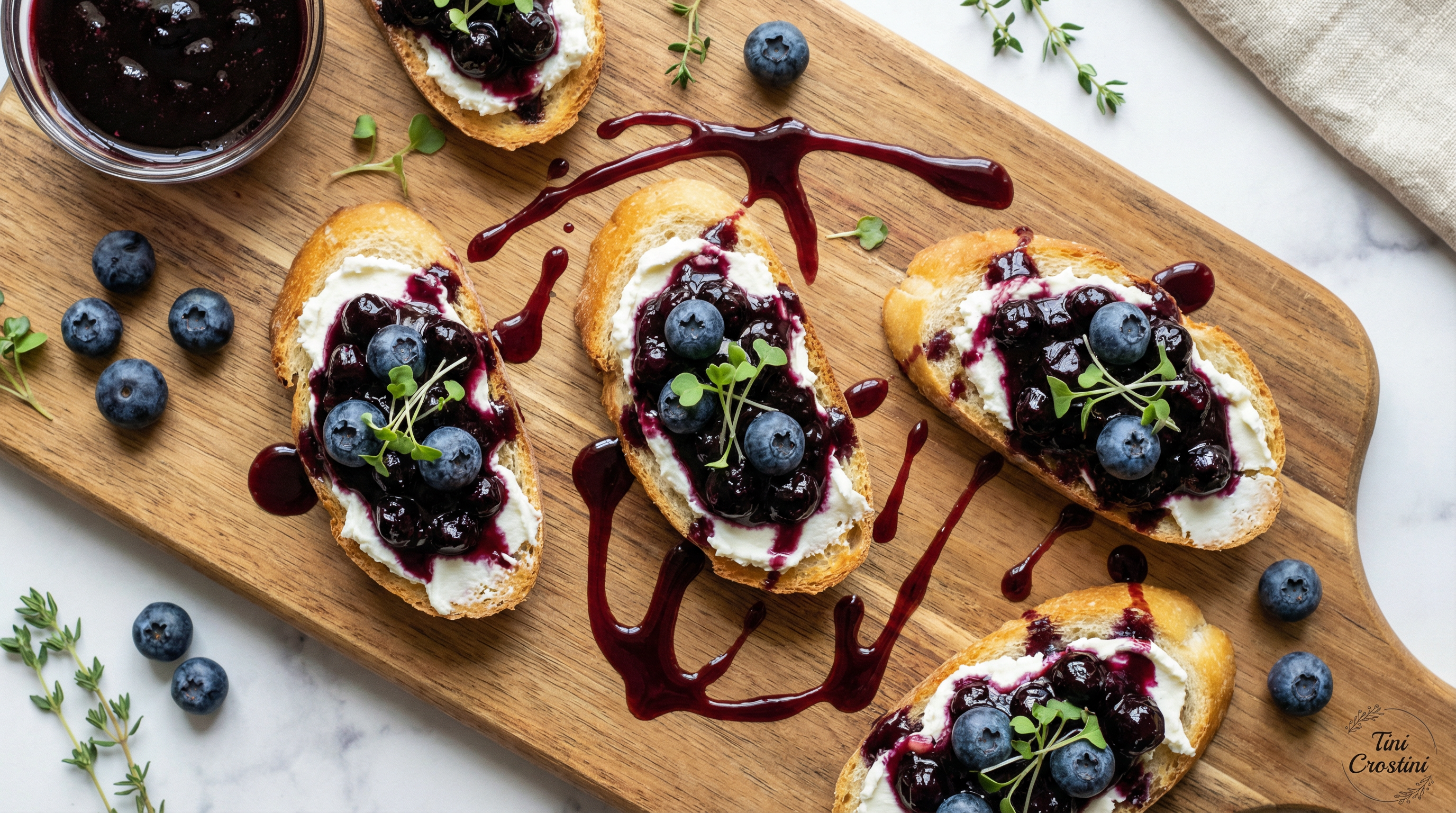 Blueberry Balsamic Goat Cheese Crostini