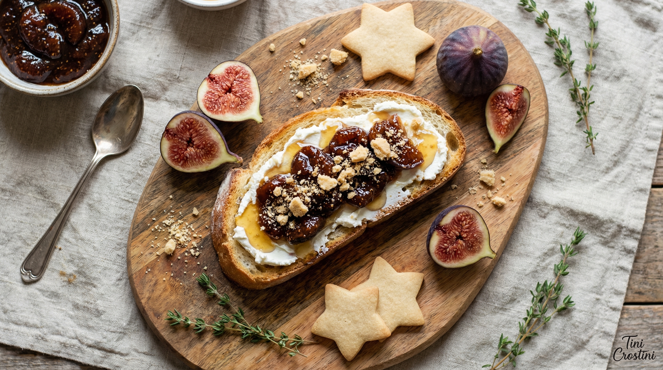 National Sugar Cookie Fig and Goat Cheese Crostini