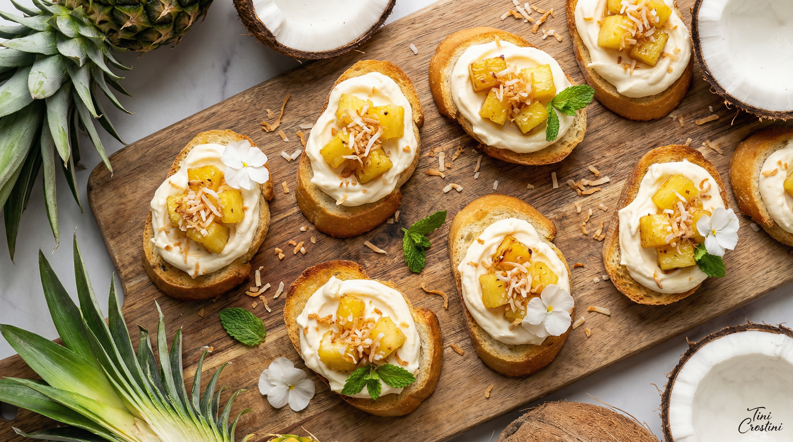 Tropical Rum Mascarpone Crostini Delight