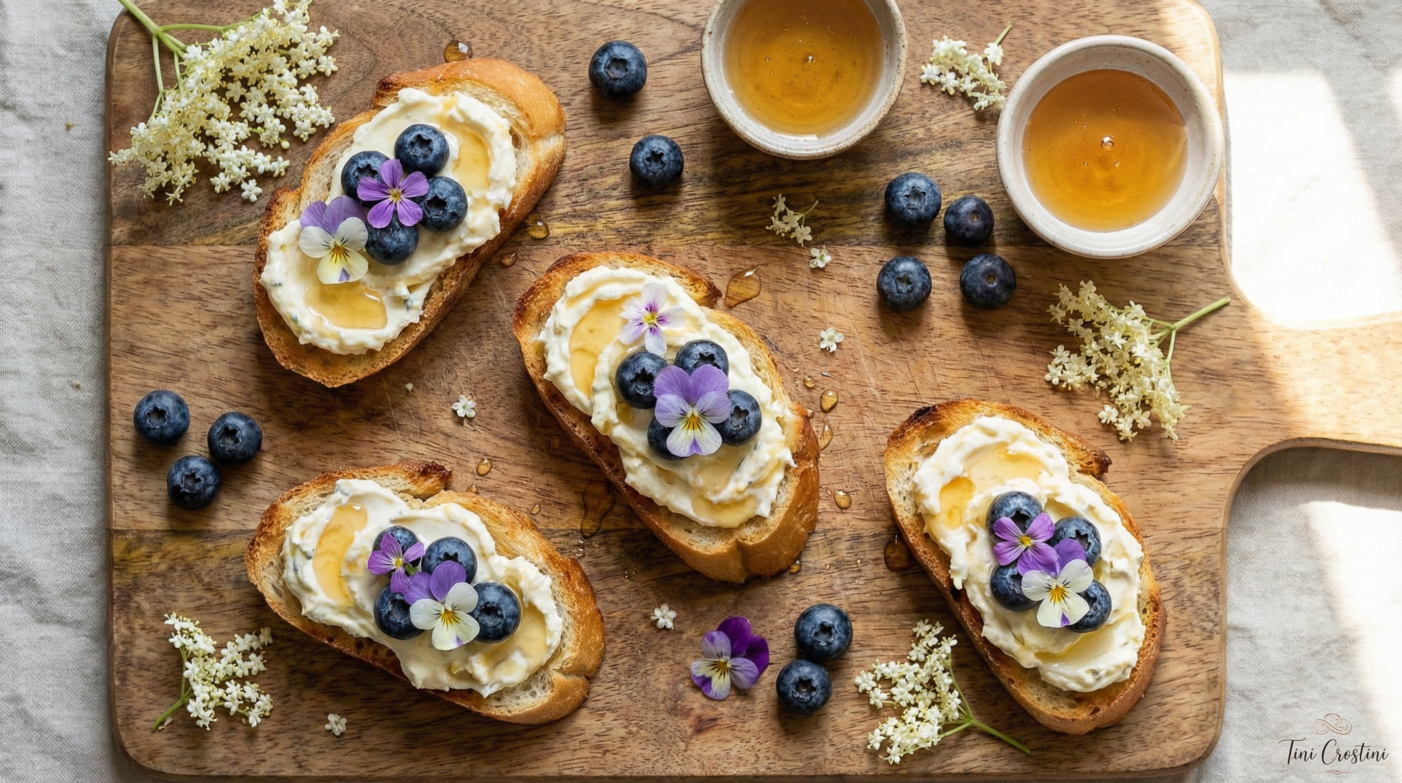 Elderflower Mascarpone Blueberry Summer Crostini