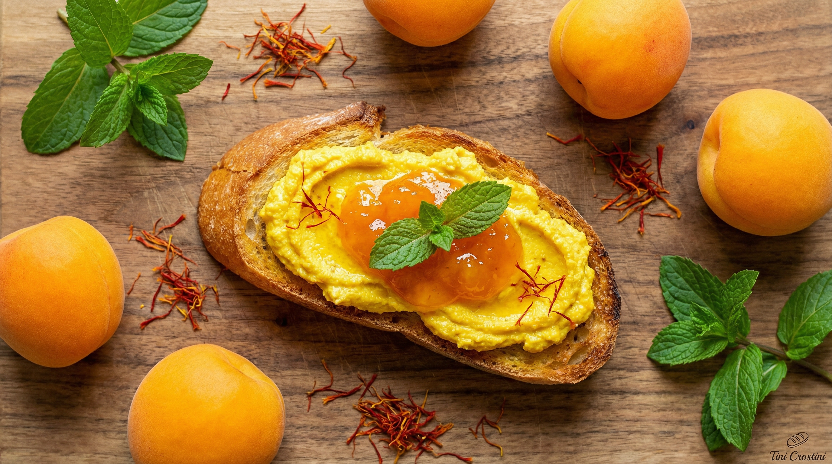 Saffron Sunrise Ricotta Crostini