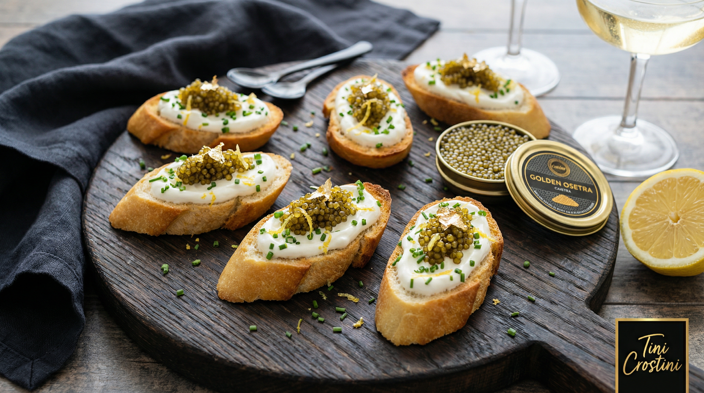 Golden Osetra and Crème Fraîche Crostini