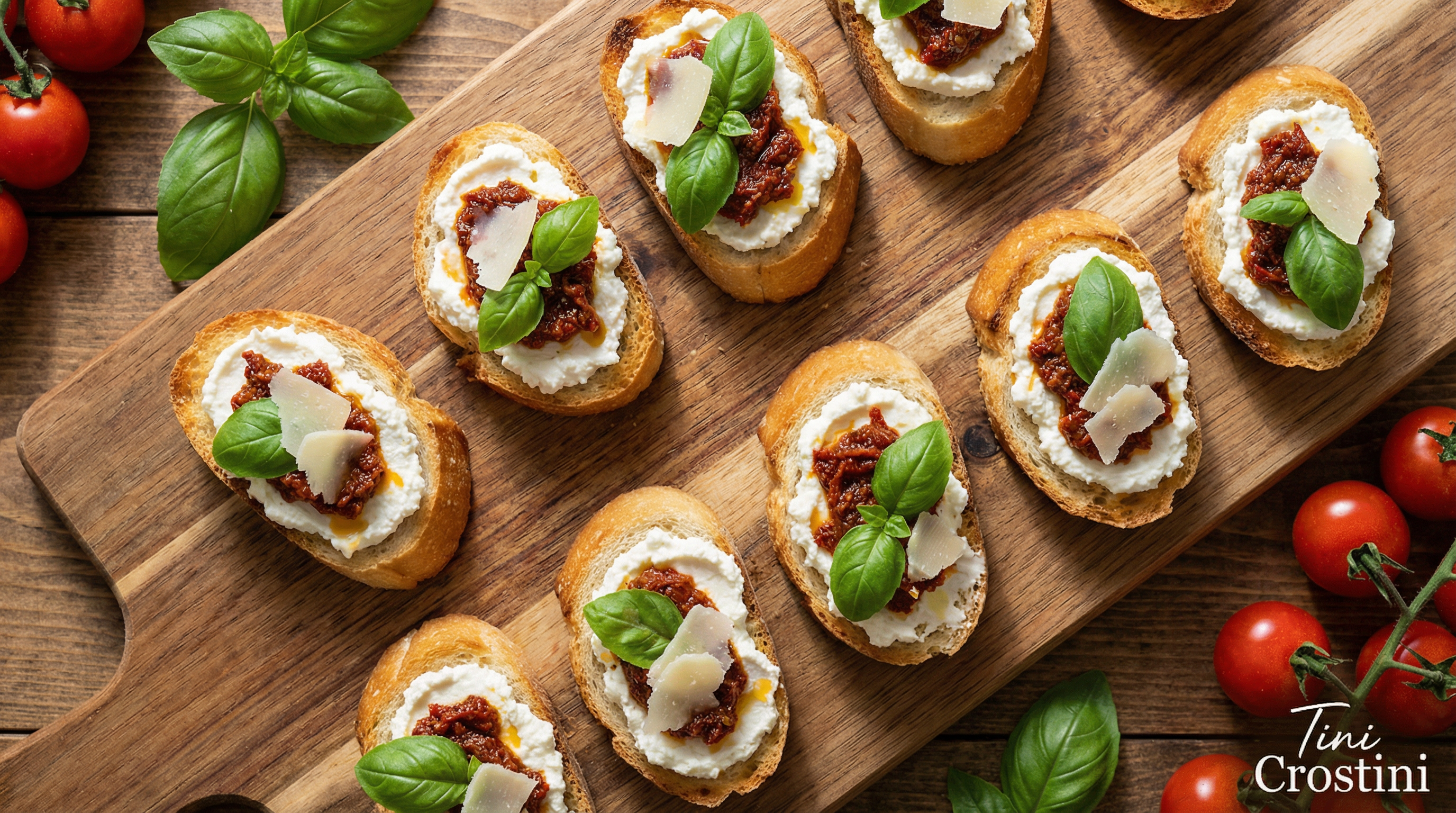 Mini Lasagna Ricotta Basil Crostini