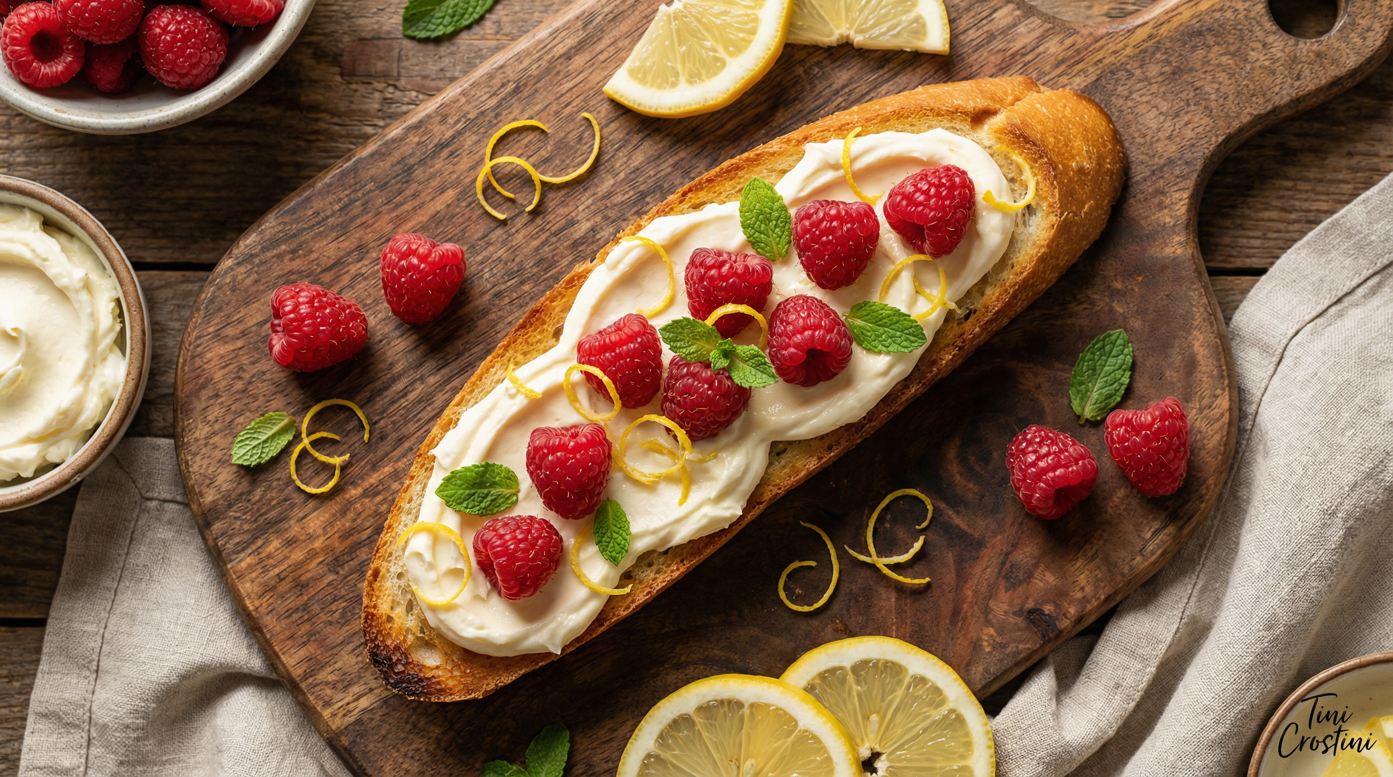 Lemon Raspberry Mascarpone Delight Crostini