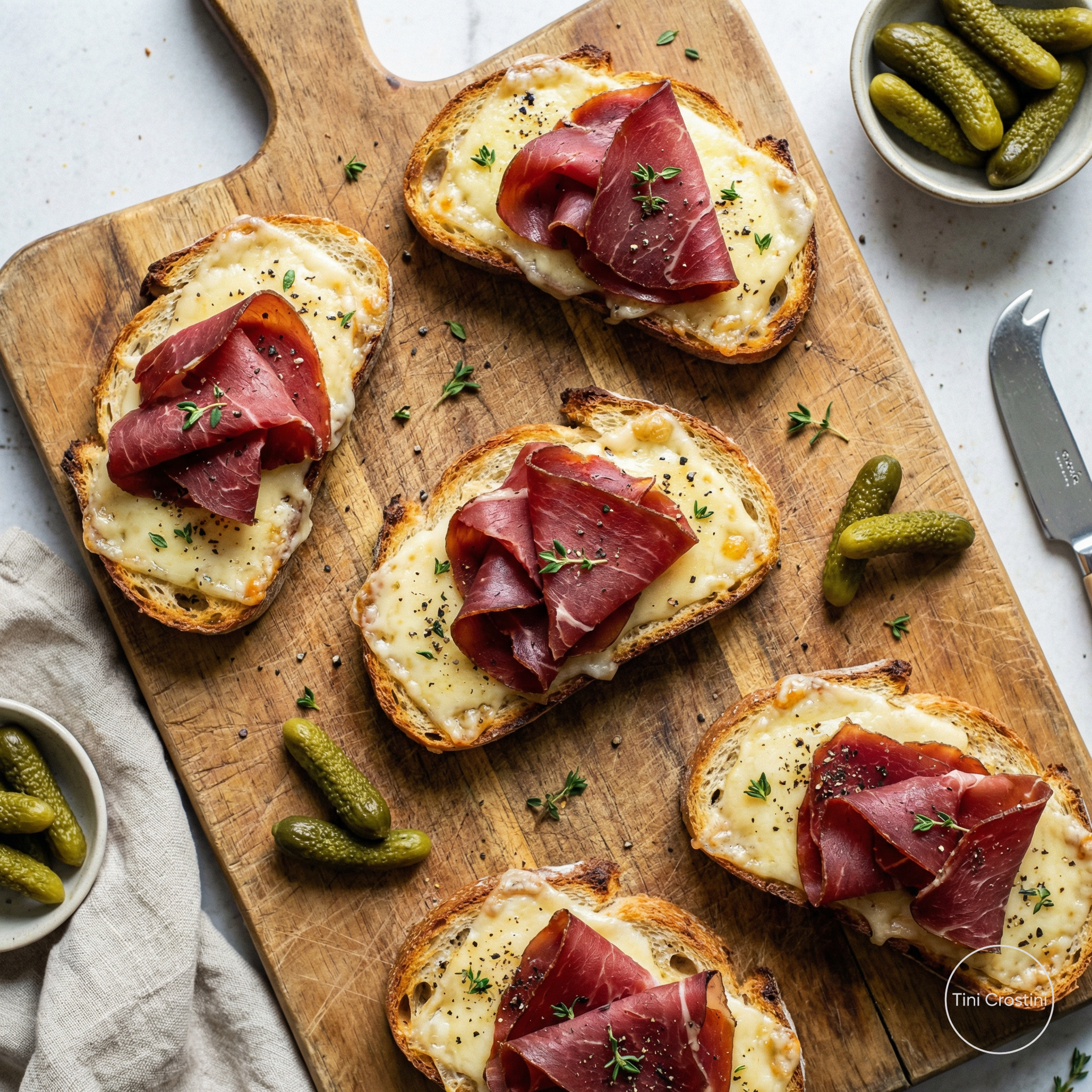 Alpine Bündnerfleisch Gruyère Crostini