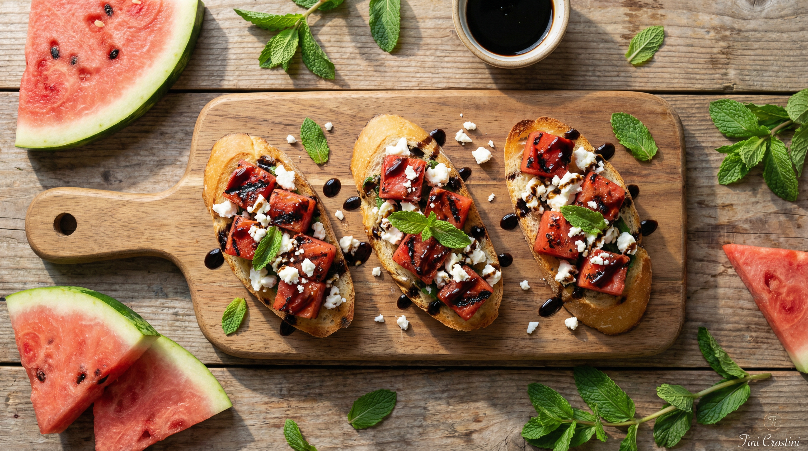 Grilled Watermelon & Feta Summer Crostini