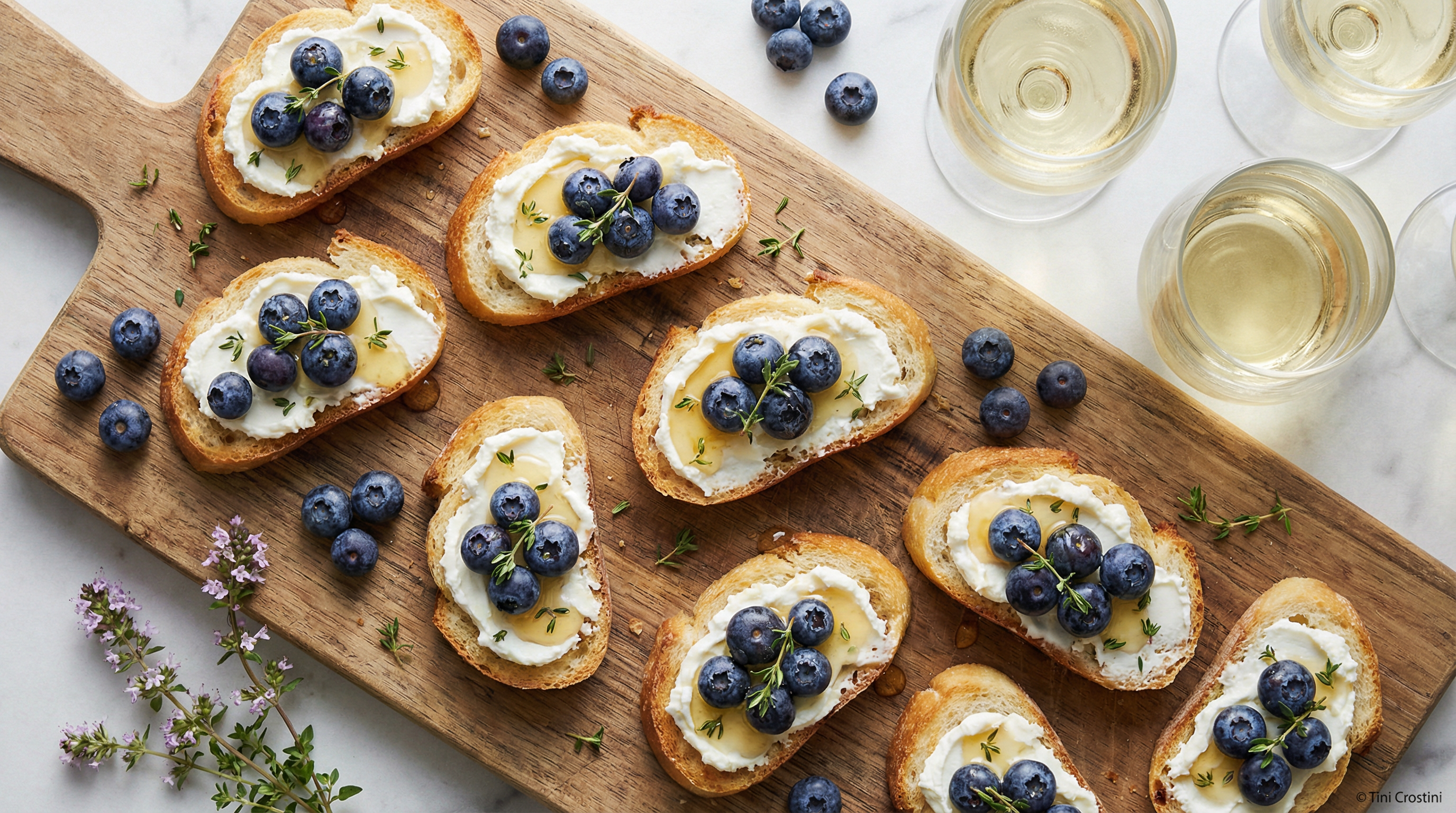 White Wine Day Blueberry & Thyme Crostini