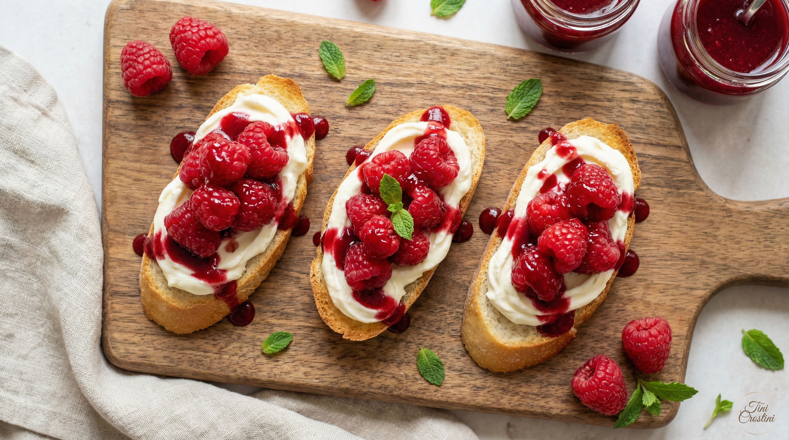 Raspberry Bombe Mascarpone Crostini