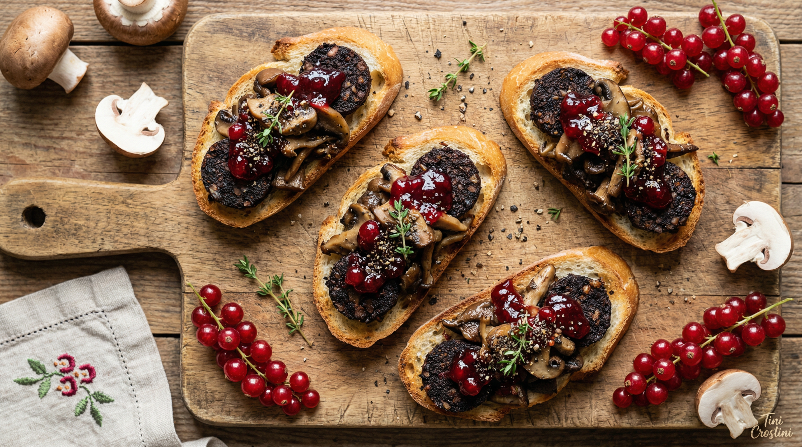 Glorious Twelfth Black Pudding and Mushroom Crostini