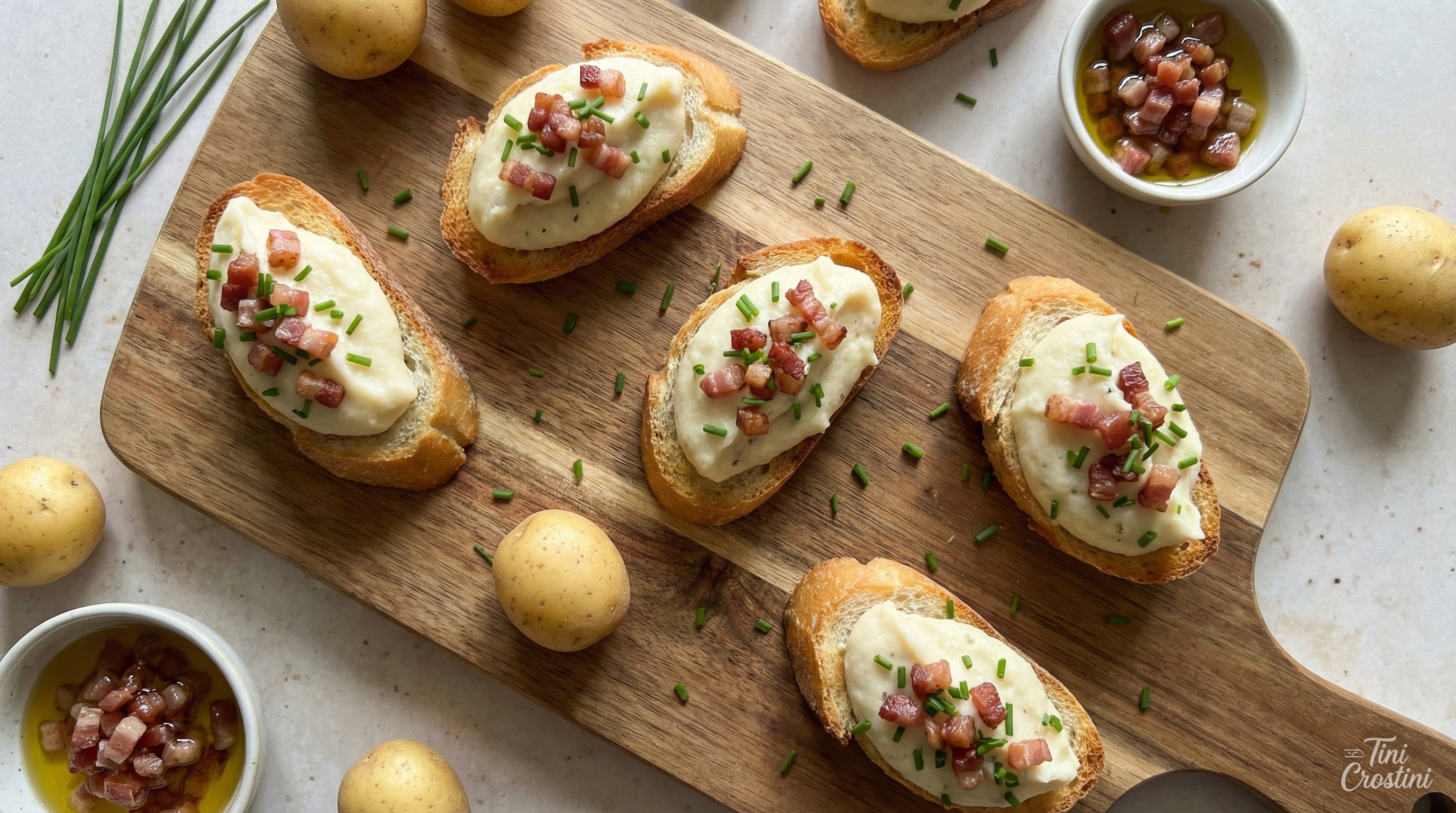 Truffle Potato Mousse & Crispy Pancetta Crostini