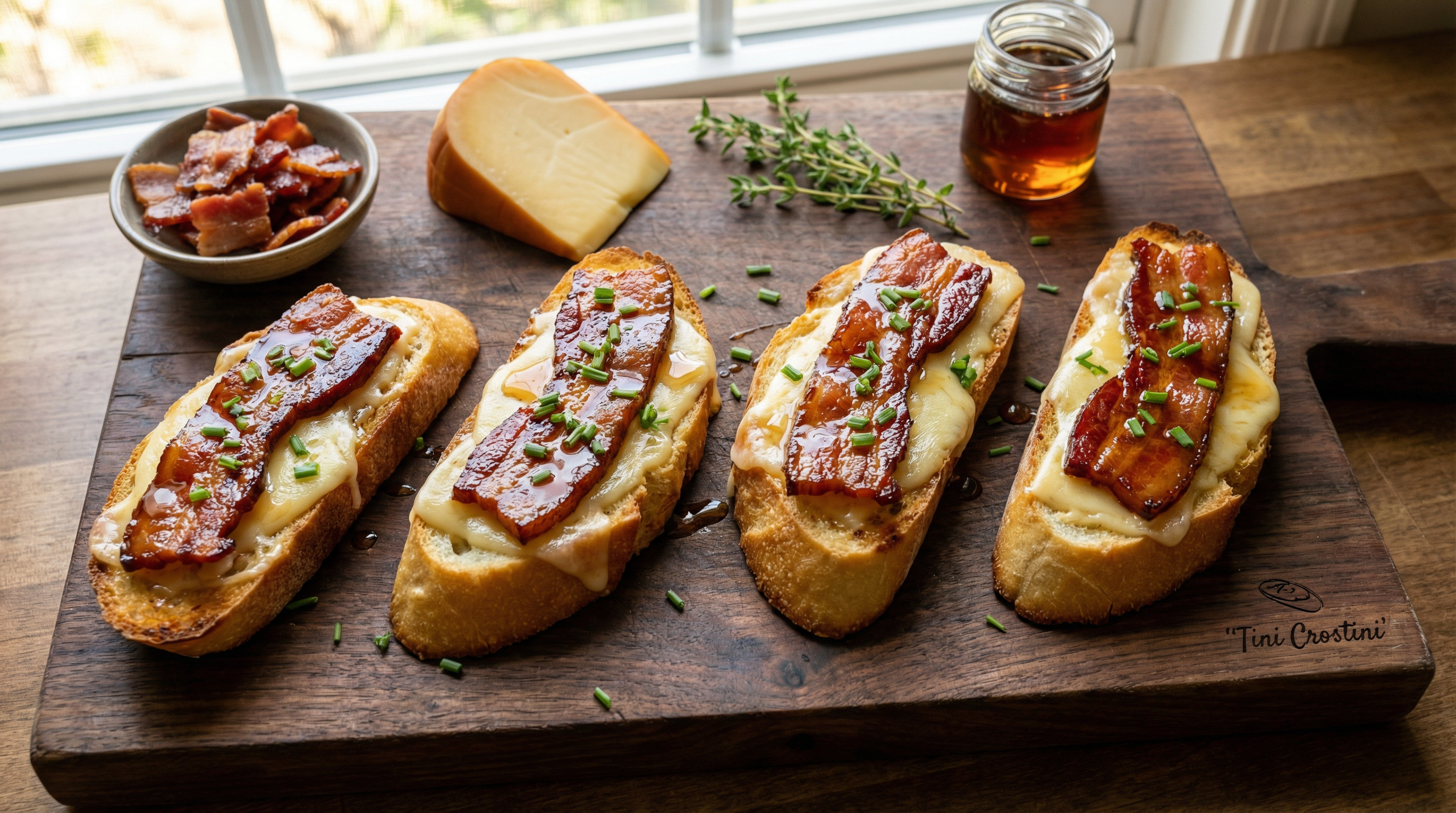 Maple-Glazed Bacon And Smoked Gouda Crostini