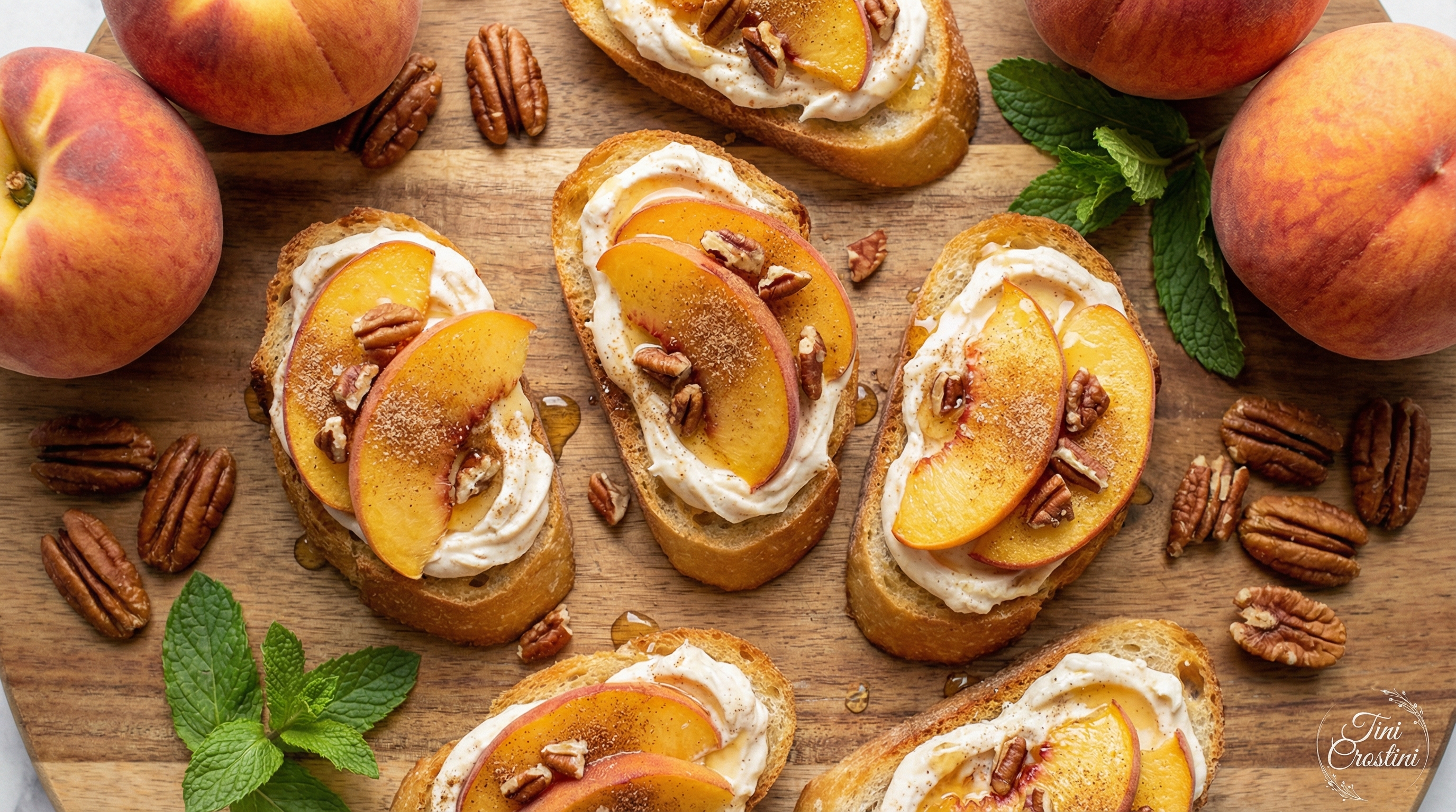 Cinnamon Sugar Peach & Pecan Crostini