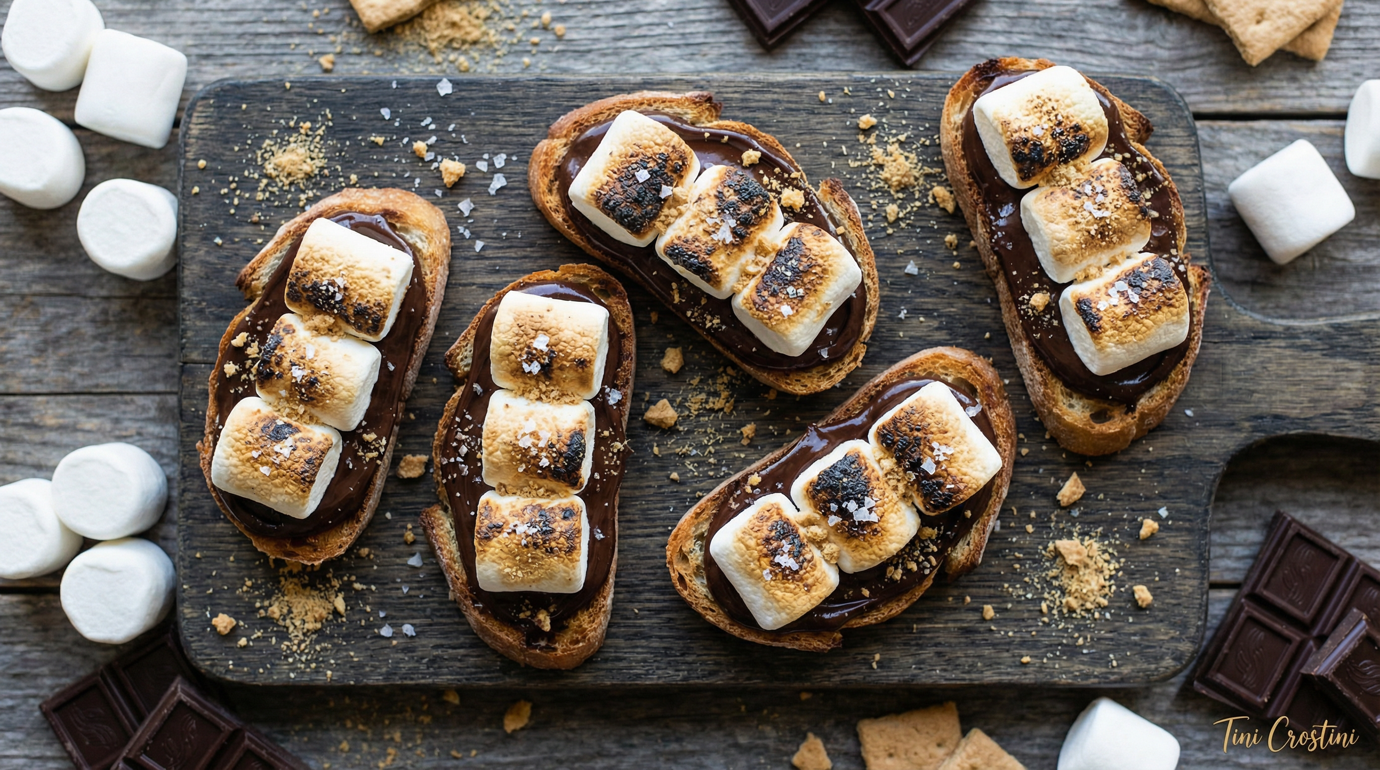 Gourmet Toasted Marshmallow S'mores Crostini